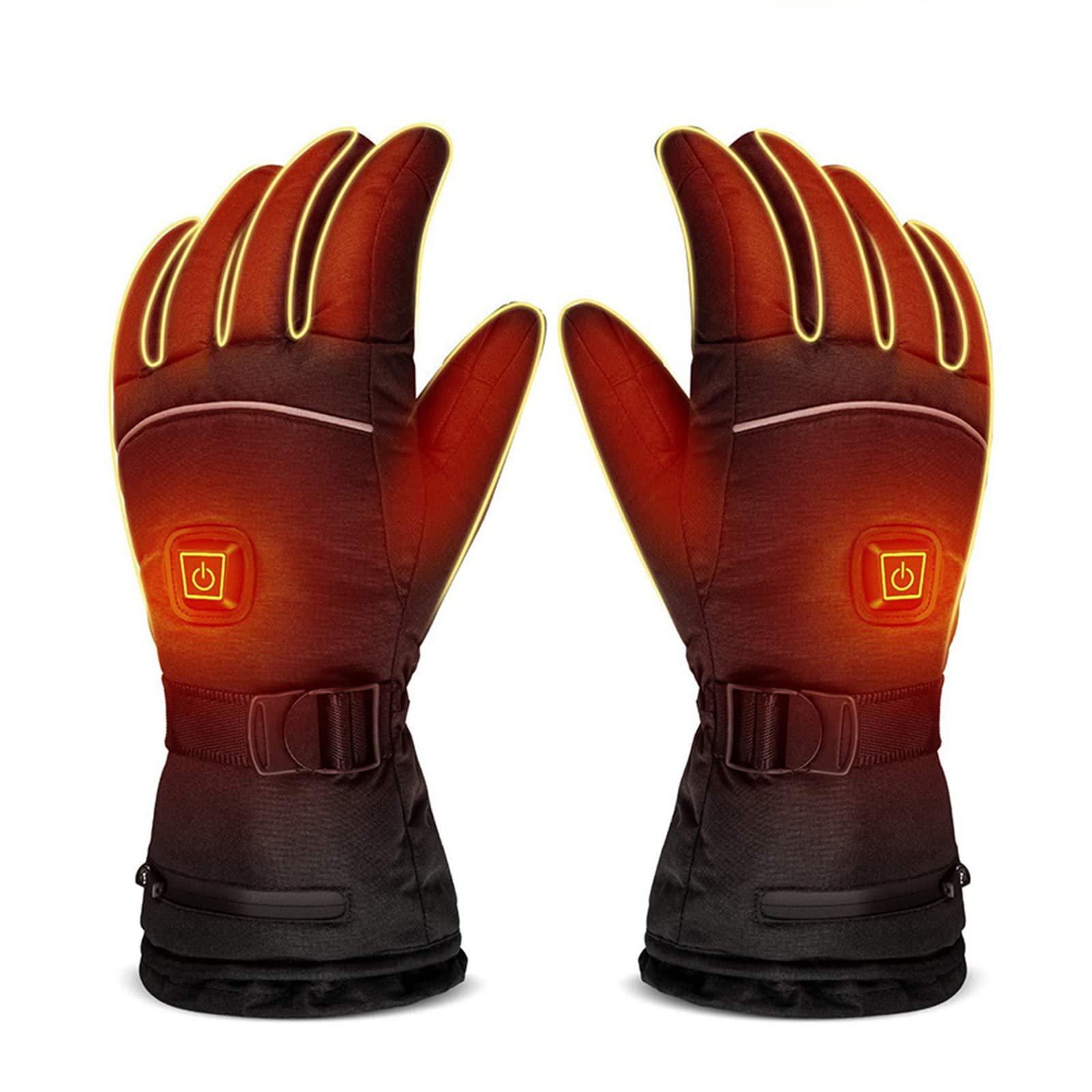 Moto Équitation Gants Chauffants Thermostat à Trois Vitesses Écran Tactile Intelligent Chauffage Électrique Résistant Au Froid Gants Épaississants de Ski Chaud,Black,L(31CM)