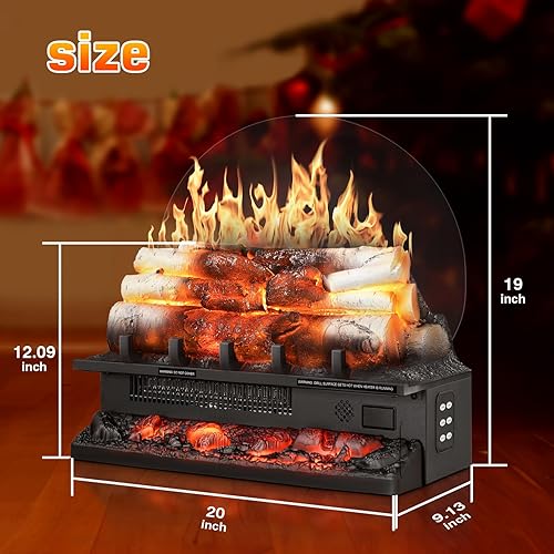 Miniatura 5 de Xbeauty Juego de troncos de chimenea eléctrica con temporizador de 8 horas y efectos de sonido, calentador independiente de 21 pulgadas, control