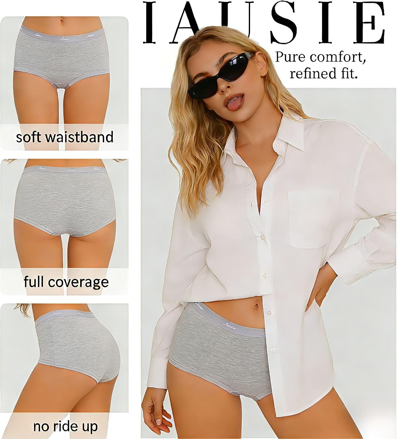Womens Boy Shorts Organic Cotton Underwear Ladies Soft Boyshorts Panties Low Rise Boxer Briefs for Women 2/5 Pack