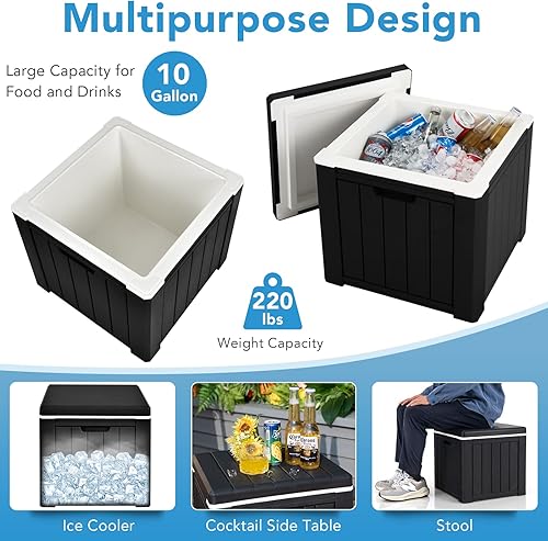 Miniatura 3 de GYMAX Enfriador de campamento, aislado de 40 cuartos de galón con asas integradas y tapa desmontable, mantiene el hielo durante 24 horas,