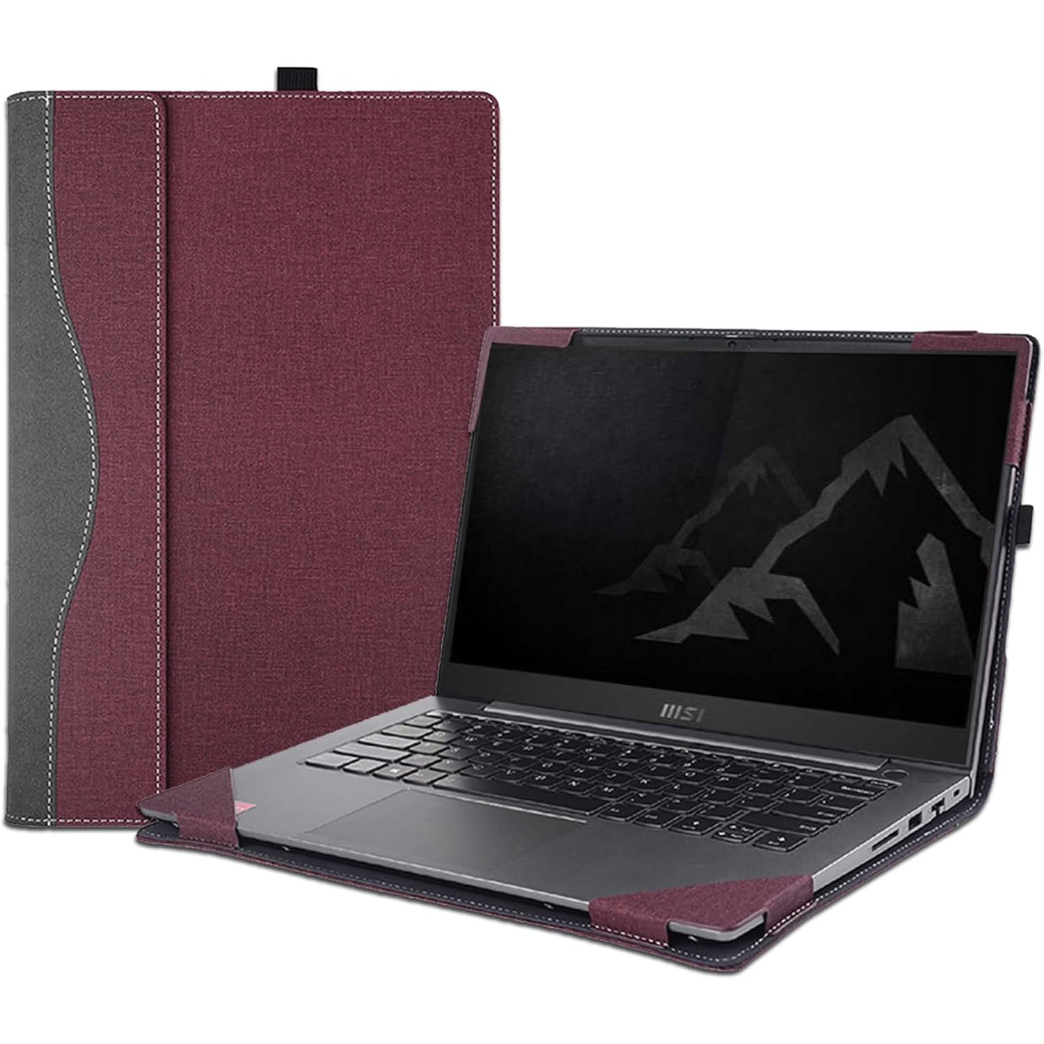Custodia per laptop MSI Summit E13 Flip Evo A11MT & A12MT & A13MT da 13,4", in pelle PU, custodia protettiva per notebook PC borsa accessori con portapenne (rosso vinaccio)