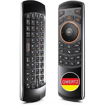 Orbsmart AM-1 Airmouse Remote Control with Keyboard QWERTZ - 3-in-1 Universal Control for Android TV Box Windows PC Mini PC & HTPC - Infrared Learning Function & Gyro Sensor