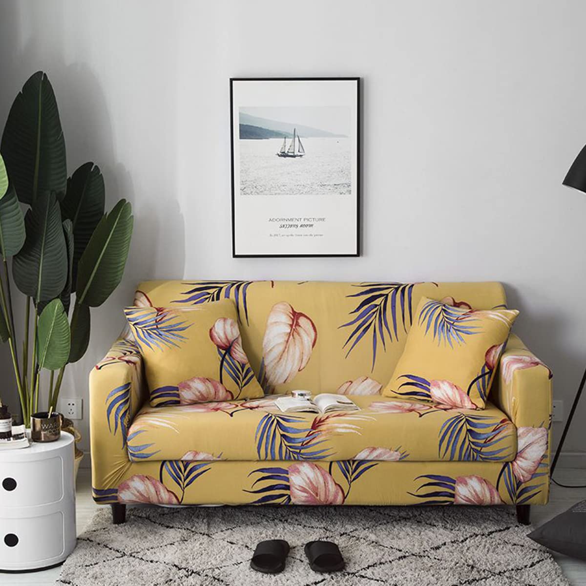 JunJiale Stretch Sofa Cover Printed Couch Covers Slipcovers for Couches Sofas Elastic Universal Furniture Protector 3 seat