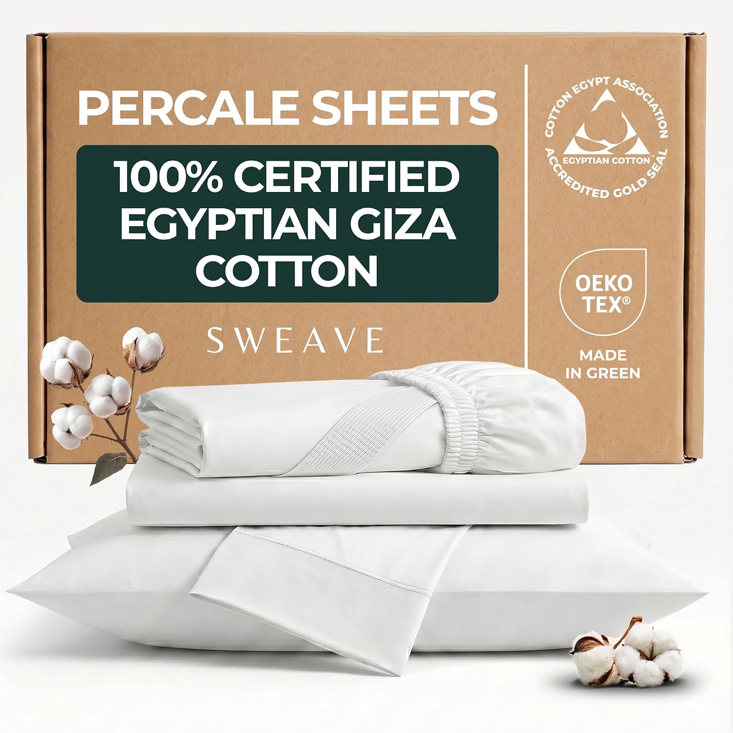 100% Egyptian Cotton Percale Sheets...