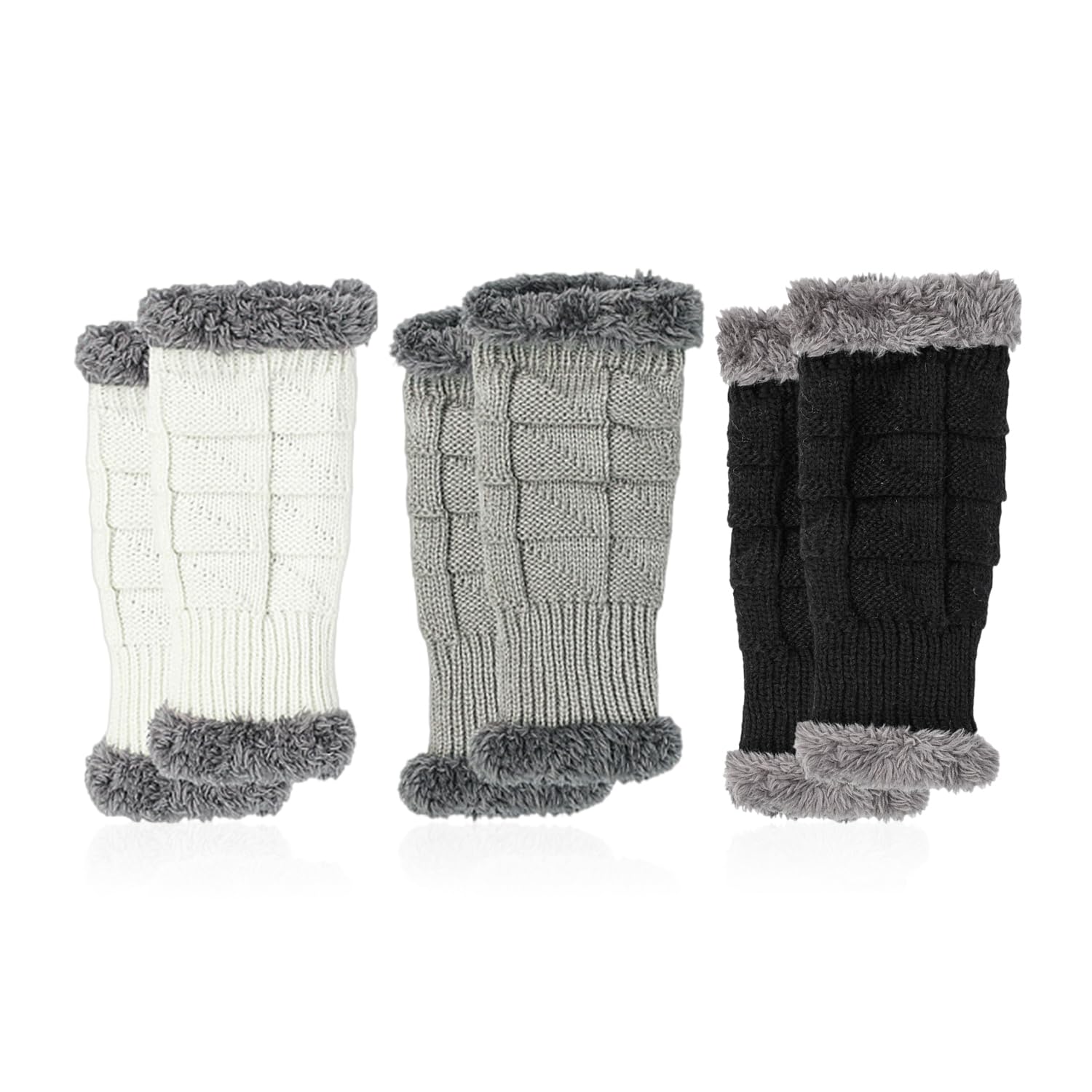 VEHYEGOI 3 Pairs Of Knitted Gloves, Fleece Thermal Gloves, Winter Thermal Supplies, Fingerless Gloves