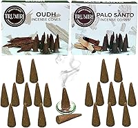 Vista 330 de TRUMIRI Incense Cones - Combo Pack of 20 Cone Incense - 10 Nag Champa + 10 Palo Santo - Insence Cones - Incense Cones Scented - Cone Incense Scents