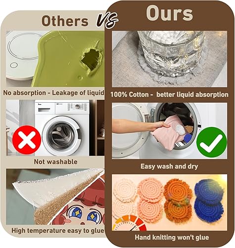 Miniatura 6 de Posavasos boho para portavasos de automóvil, 2 posavasos para automóvil, posavasos absorbentes de macramé, lindo juego de posavasos para mesa y
