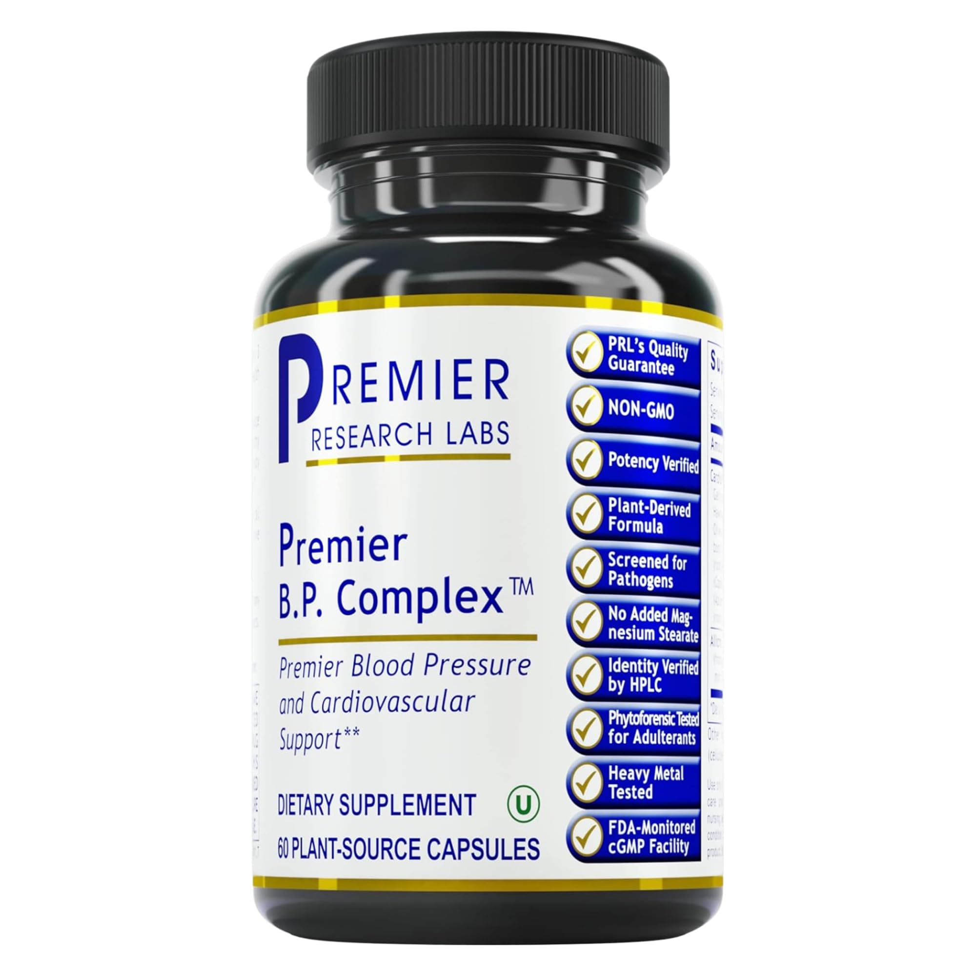 Premier Research Labs Premier BP Complex - Heart Health Supplements, BP Formula, Garlic Allicin Supplement, Natural Herbal BP Support Pills with Reishi & Cayenne Pepper - 60 Vegetarian Capsules