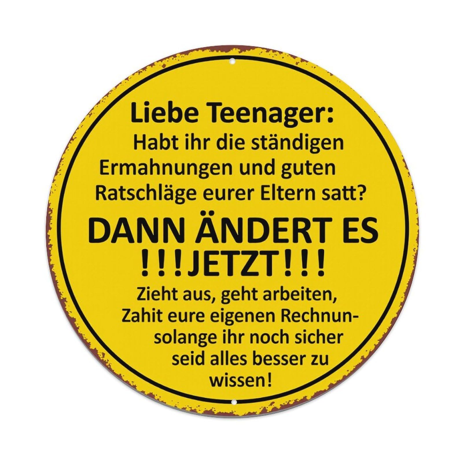 Yellow Circle Black Text Warning Sign Round Tin Sign Vintage Metal Poster Retro Bar, Home, Man Cave, Kitchen, Laundry Room Wall Art Decor Gift 8x8Inch
