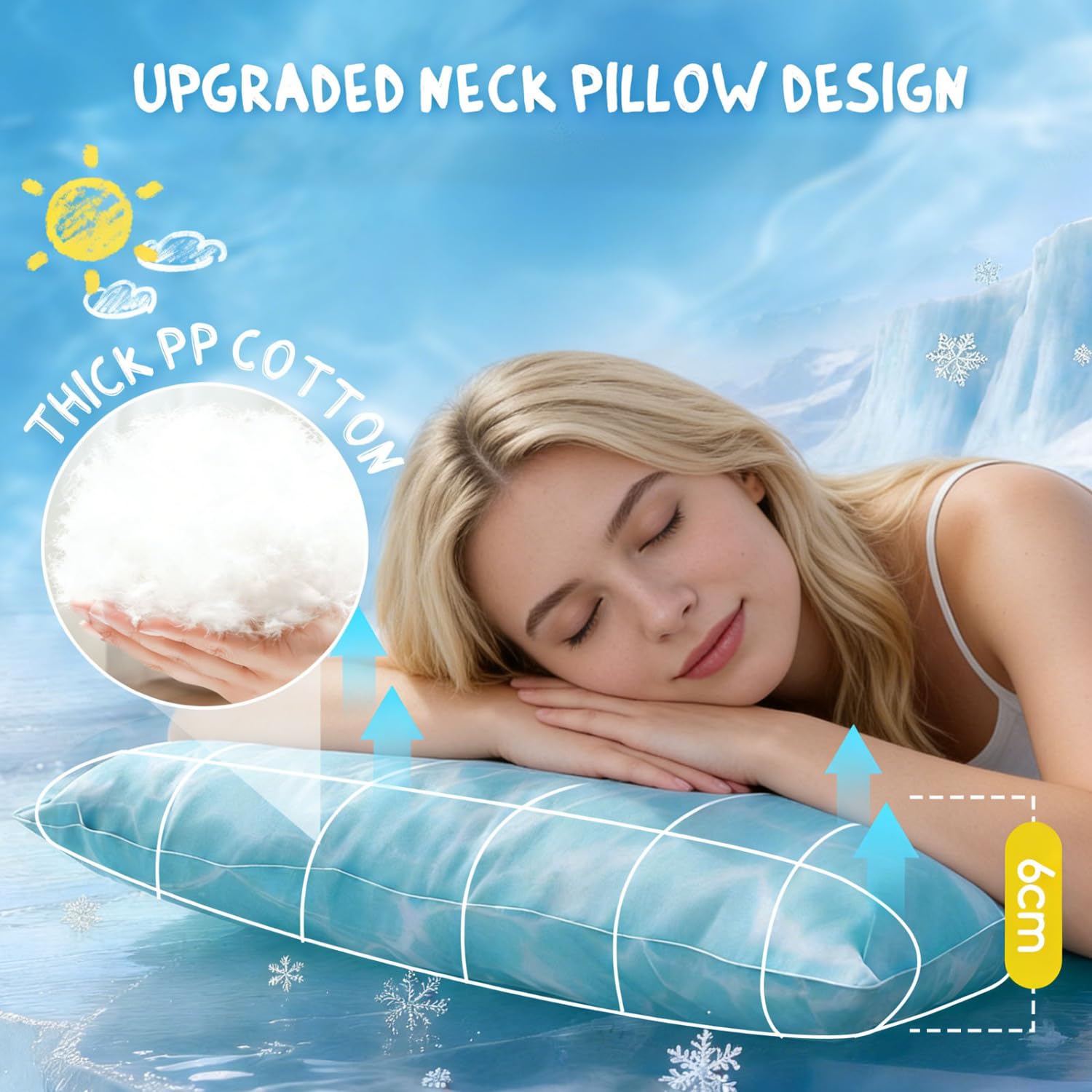 Nobleza Alfombra Refrescante con Almohada Integrada para Cama – Gel Activado por Presión， Enfriamiento Instantáneo sin Agua ni Electricidad – Ideal para Fiebre， Sofocos， Sudores Nocturnos - 70x110cm