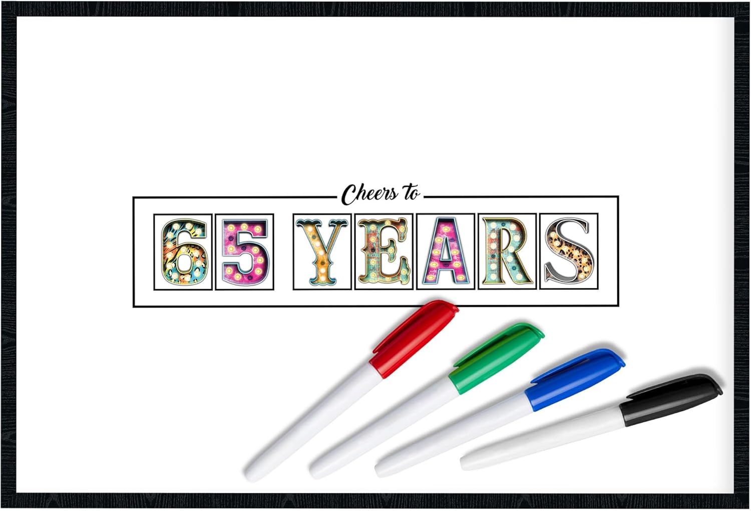 L&O Goods Cheers to 65 Years | Large Signature Board Wall Decor | Guest Book Alternative for Birthday, Anniversary, Company Party | Wall Art Poster Gift | 11x17 Inch with Frame and Markers