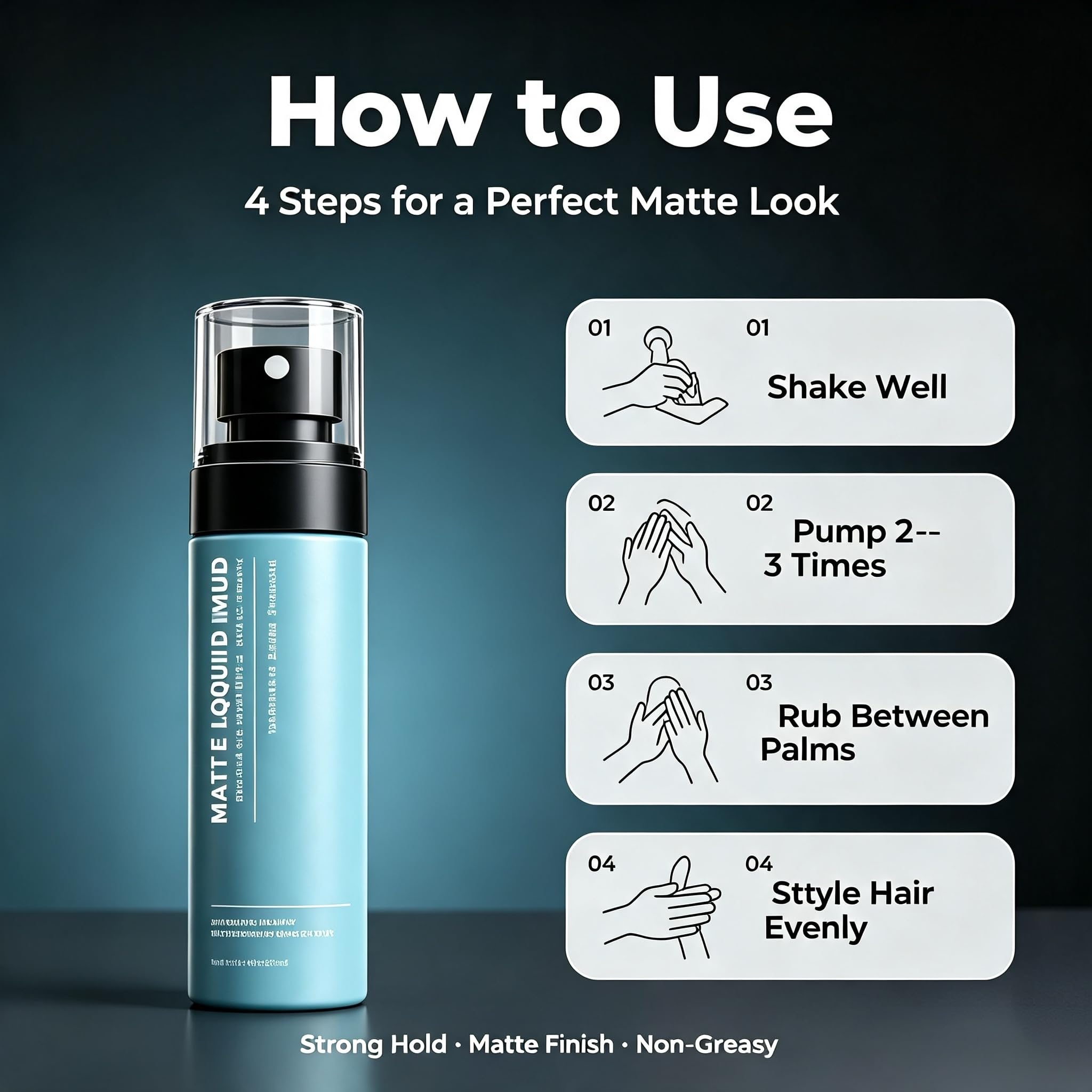 Spray modellante opaco ad asciugatura rapida per uomo (3 pezzo) | Spray modellante effetto fango opaco, leggero e non grasso; dona spessore e volume, tenuta naturale