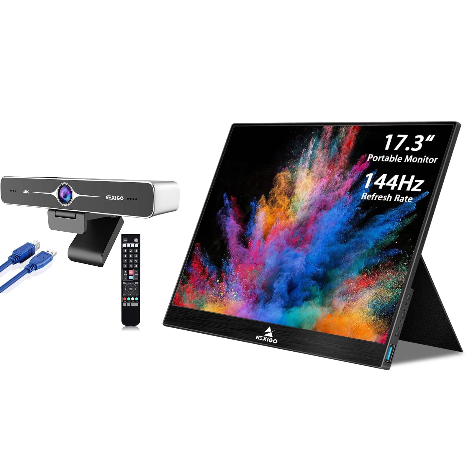 NexiGo Portable Monitor Holiday Bundle, 144Hz 17.3 Inch Portable Gaming Monitor, Black Smart Cover, 