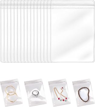 200 PCS Clear Pvc Jewelry Bags Plastic Transparent Plastic Jewelry Pouches Anti Tarnish Zip lock Bags Resealable Jewelry Packaging for Rings Earrings Bracelet Storage, 3.1x4.7