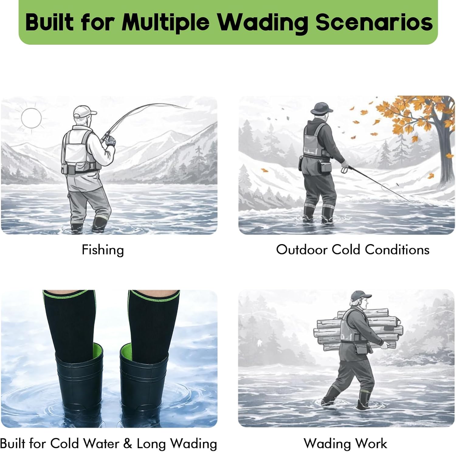 Riverruns Wading Socks, Neoprene Wet-suit Wader socks for Men and Women Outdoor Fishing, Surfing, Wakeboarding - Image 7