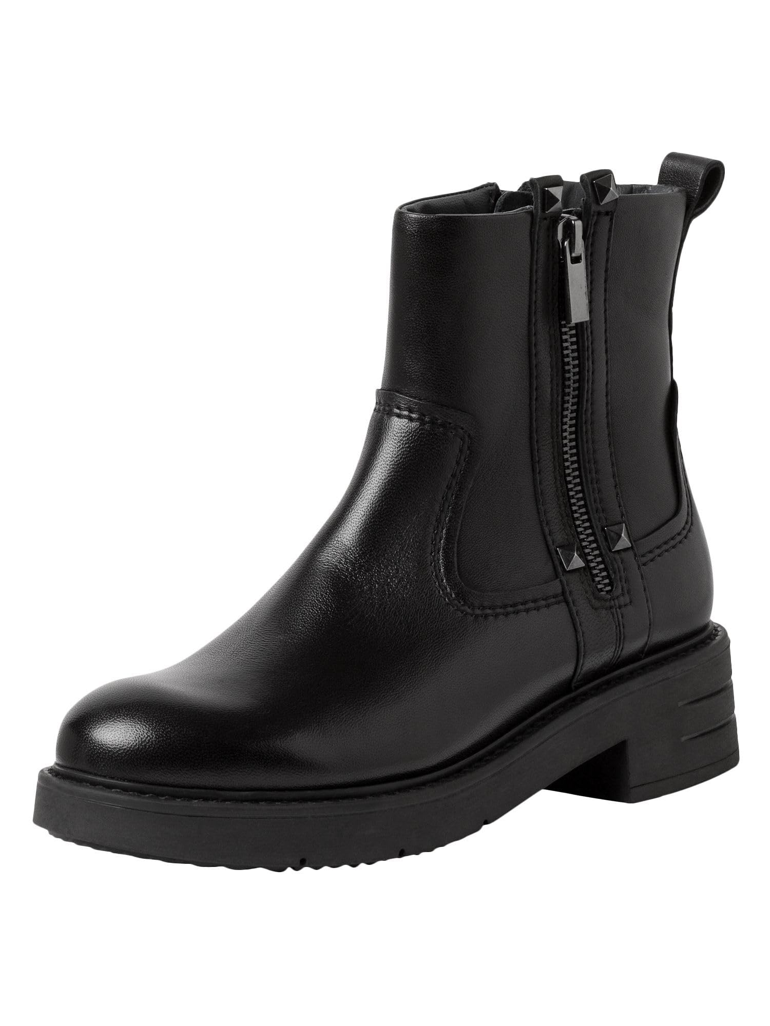 MARCO TOZZI Damen Stiefeletten mit Absatz aus Leder mit Reißverschluss