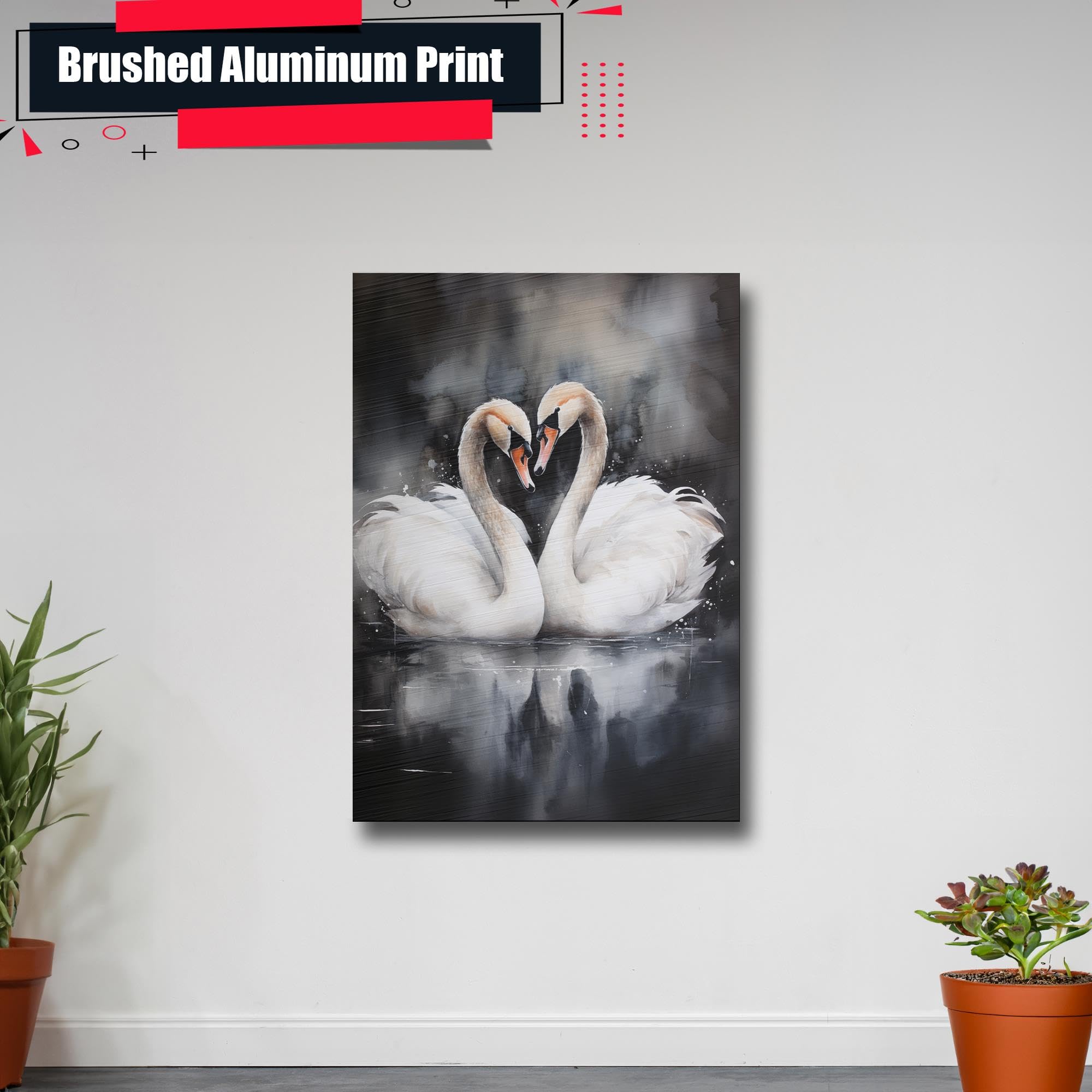 Amazon.com: Pair Of Swans, swan wall decor, Watercolor on White