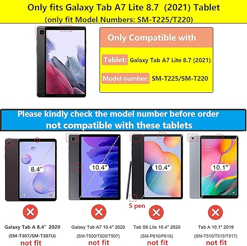 Miniatura 2 de Galaxy Tab A7 Lite 8.7 pulgadas SM-T225T220 Trifold Case 2021 Modelo 2021 Ultra Delgada Funda Folio Ligero con Soporte Multi-Ángulo Delgado Cuero PU