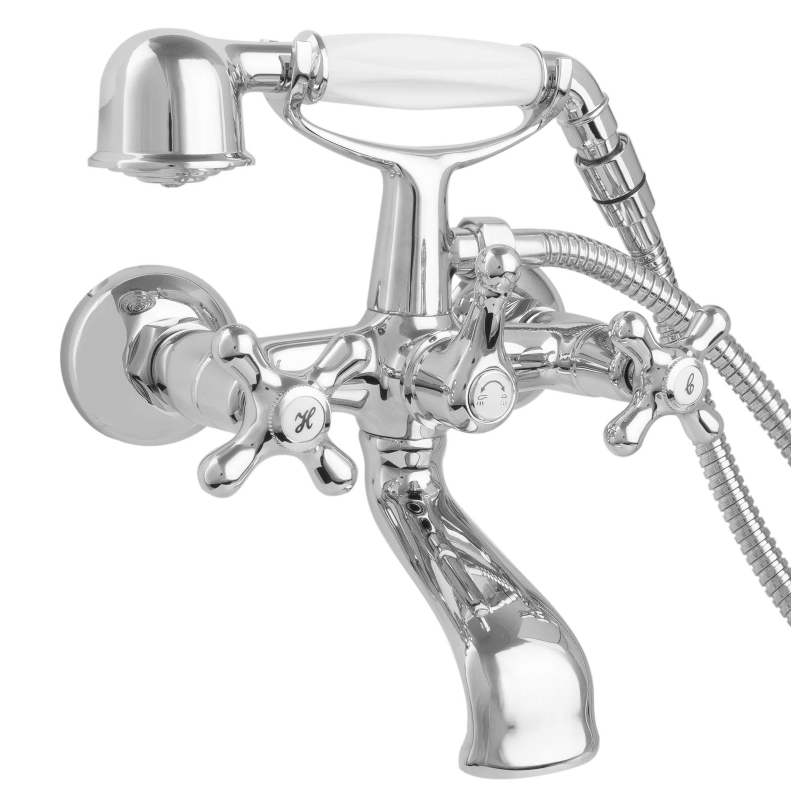 Paul gurkes Design Rétro/Nostalgie Robinet de baignoire avec douchette et flexible