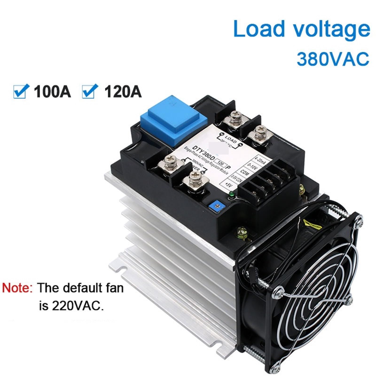 Módulo regulador de voltaje CA monofásico de aislamiento completo, 220 V, 380 V, 100 A, 120 A, con disipador de calor, 1 unidad