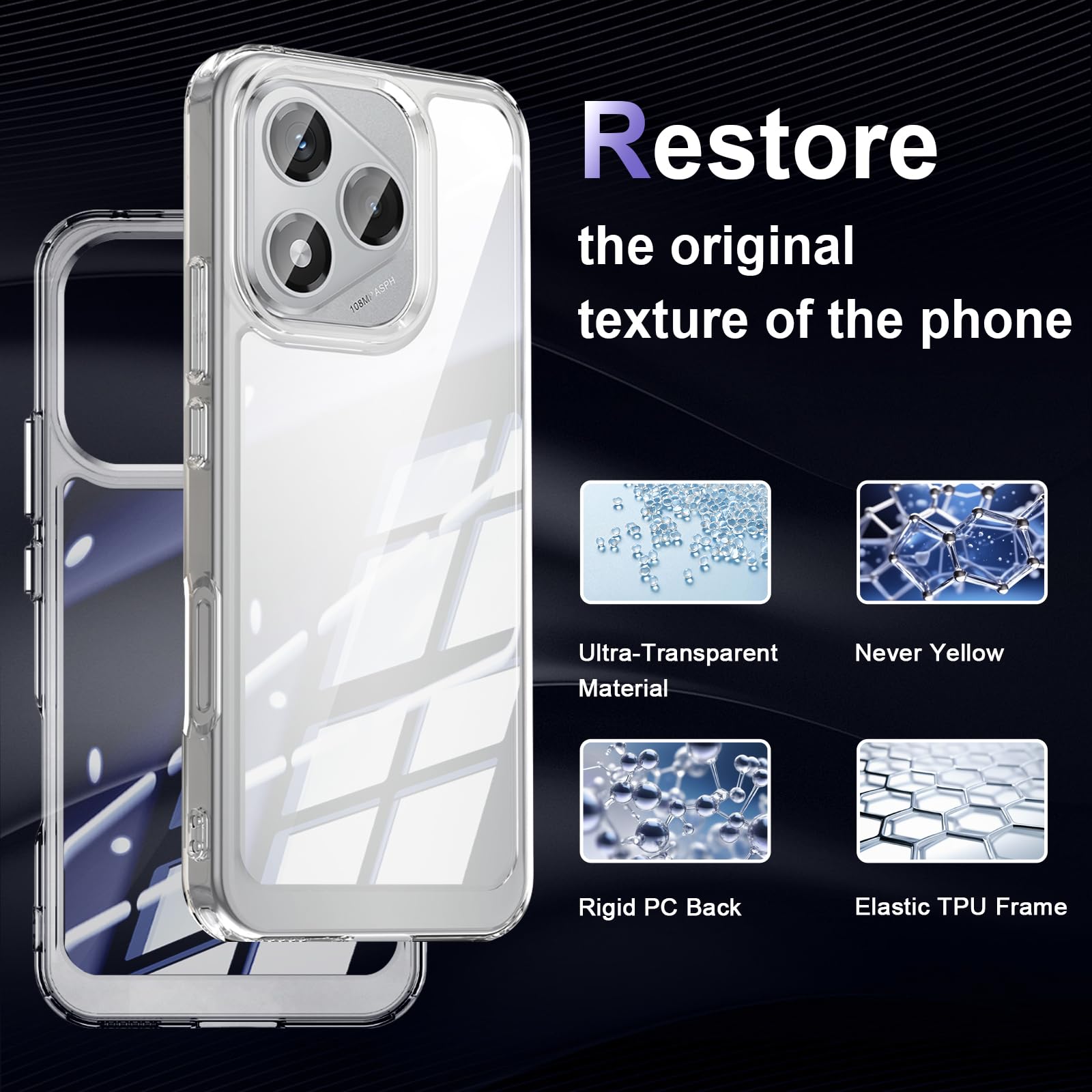 PanXCase Cover per Honor 400 Lite - Custodia Silicone Sottile Elegant Disegni Morbida Leggera, Protezione Fotocamera Antiurto Antigraffio Case (Nero