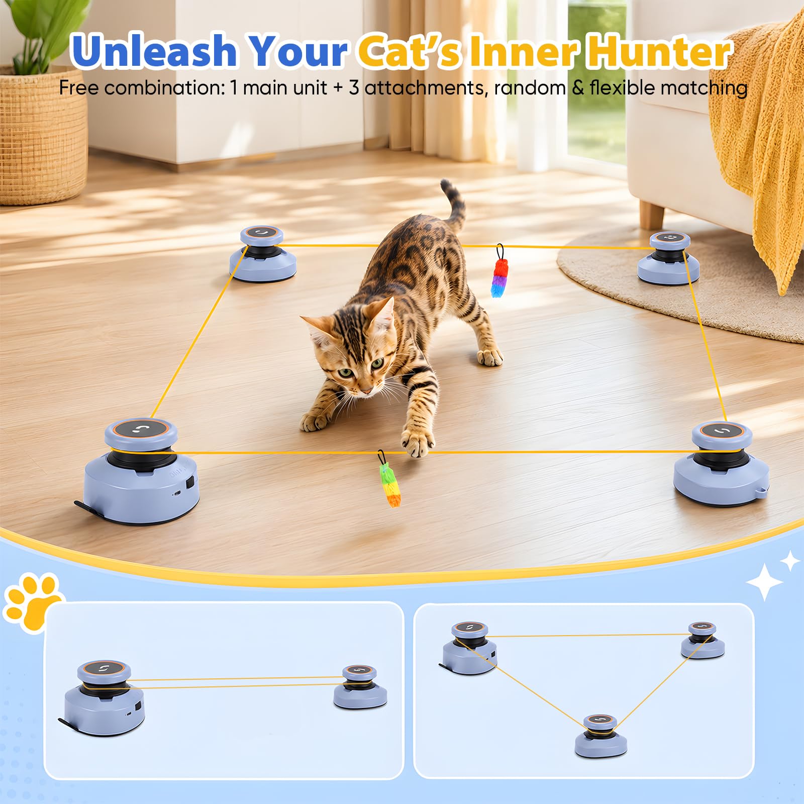 Jouets Pour Chats, Divertissement Autonome Jouets électriques Rechargeables Kit De Jeux Interactifs Et D'Intelligence Tapis De Course Pour Chats à Vitesse Réglable (Sans Sangles Requises) (B)