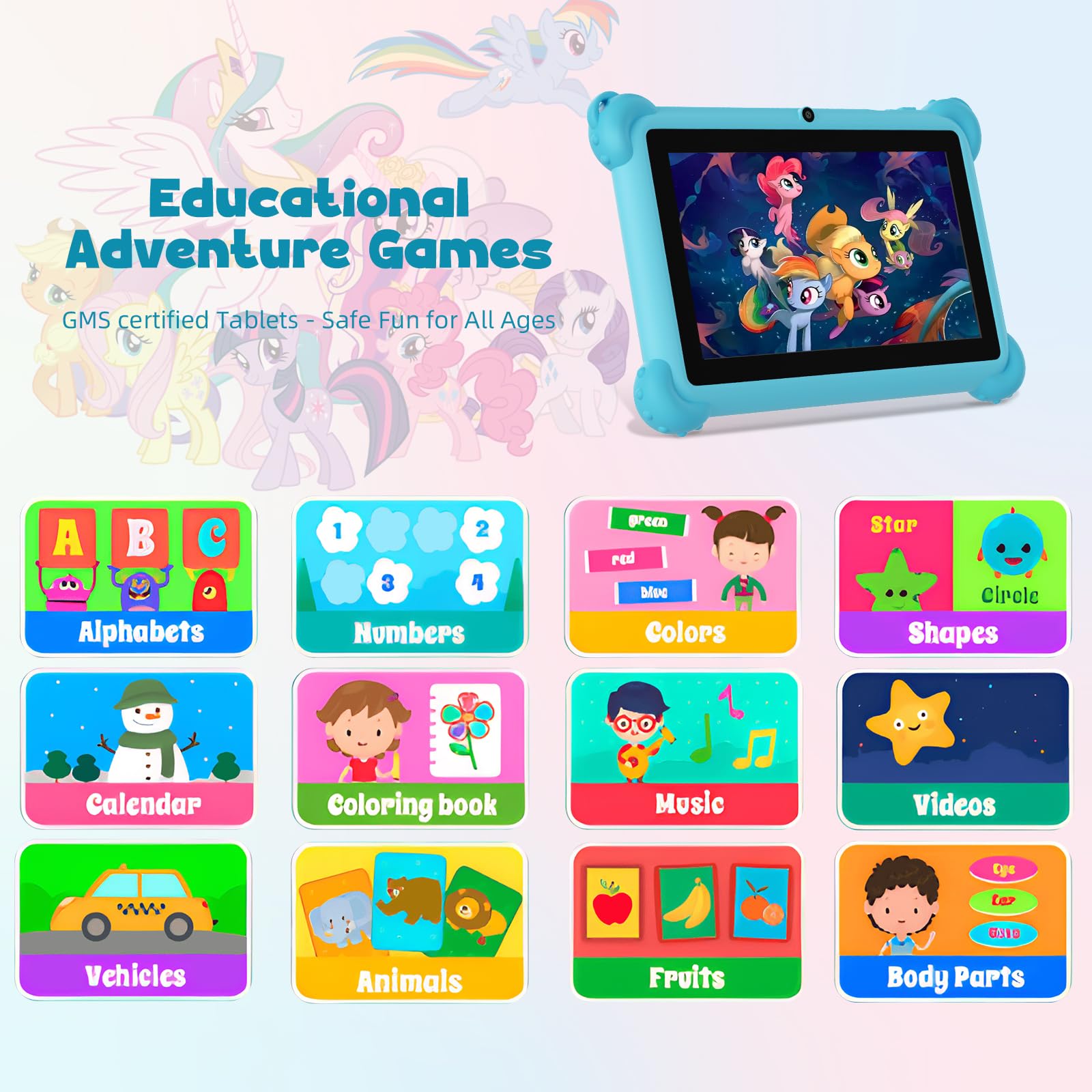 Tablette Enfant 7 Pouces C Idea – Android 13, 32 Go, Coque Résistante, Apprentissage IWAWA – Rose