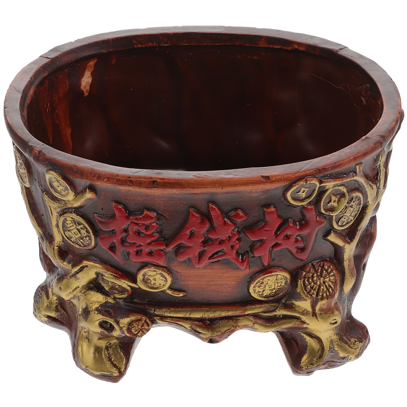 Pot en céramique rouge vintage avec support pratique pour salon