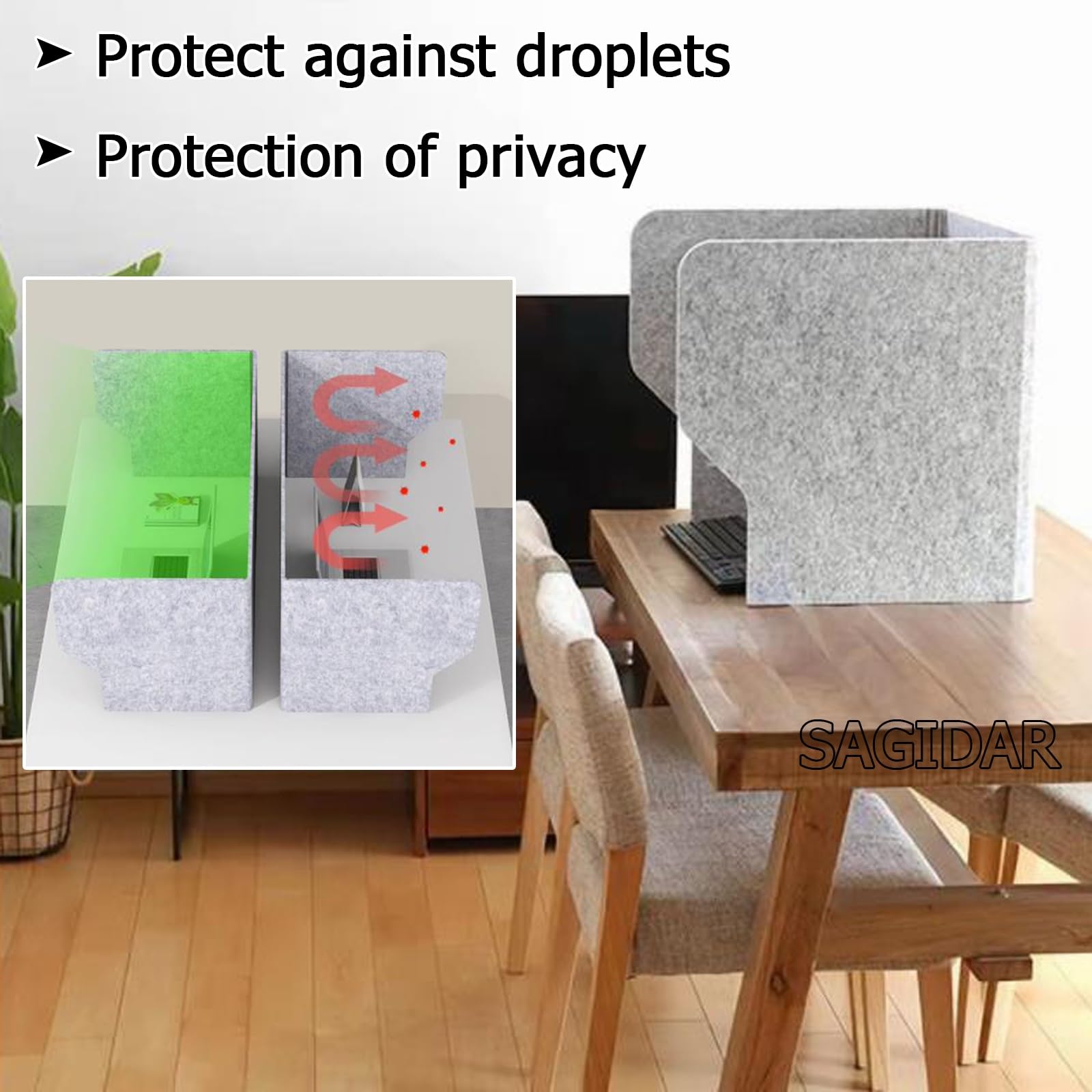3 Pièces Set Panneau Séparation De Bureau 60/80/100cm, Séparateur De Table Pliable, Paravent D'intimité Autonome, Diviseur De Table En Polyester, Concentre L'attention, Pour L'école, La Bibliothèque