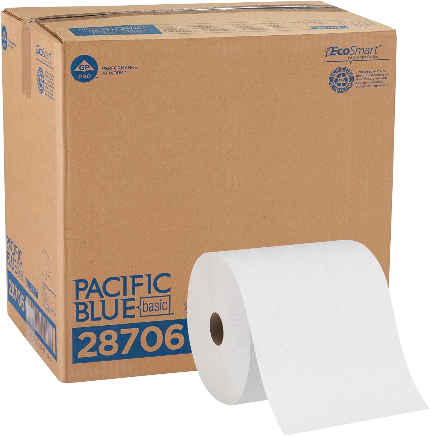 Georgia-PacificBlue Basic Paper Towel Rolls by PRO, White, 28706, 350 Feet Per Roll, 12 Rolls Per Case