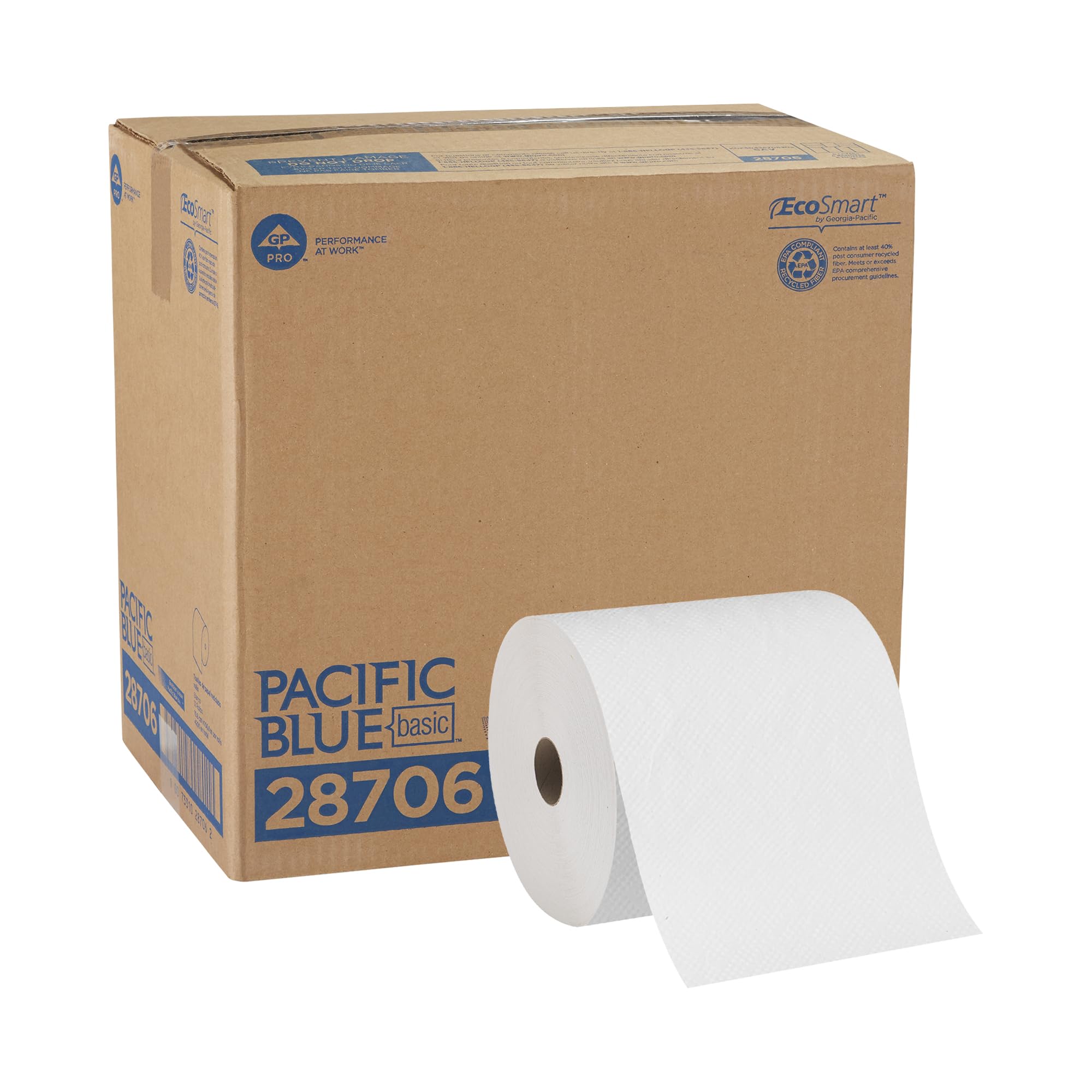 Georgia-PacificBlue Basic Paper Towel Rolls by PRO, White, 28706, 350 Feet Per Roll, 12 Rolls Per Case