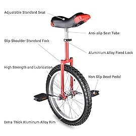 AW Red 18 Inch Wheel Unicycle Leakproof Butyl Tire Wheel Cycling Outdoor Sports Fitness Exercise Health
