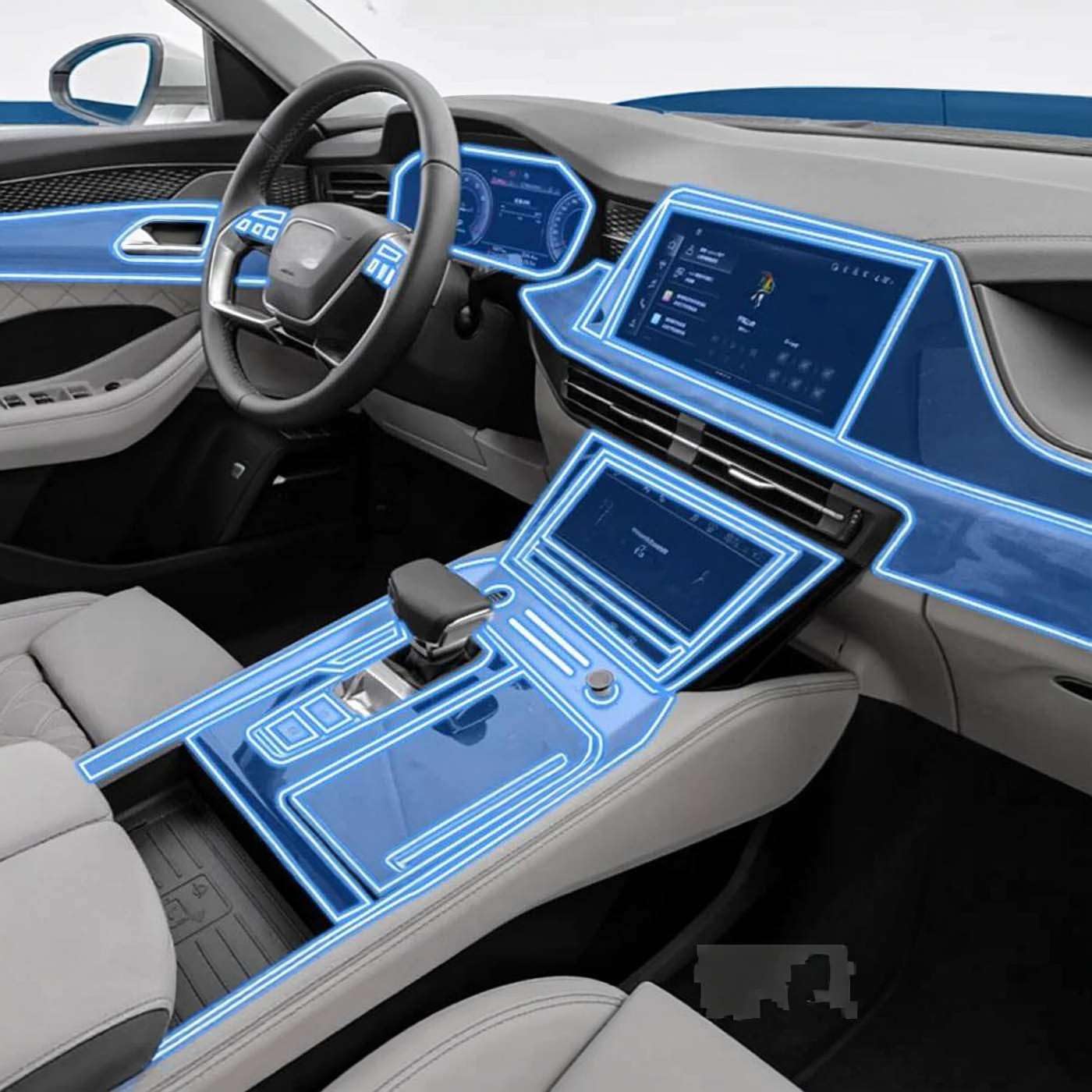 Car Interior Center Console Media Dashboard Navigation TPU Protector Film, for Audi Q6 2023 2024 2025 Anti-Scratch Sticker