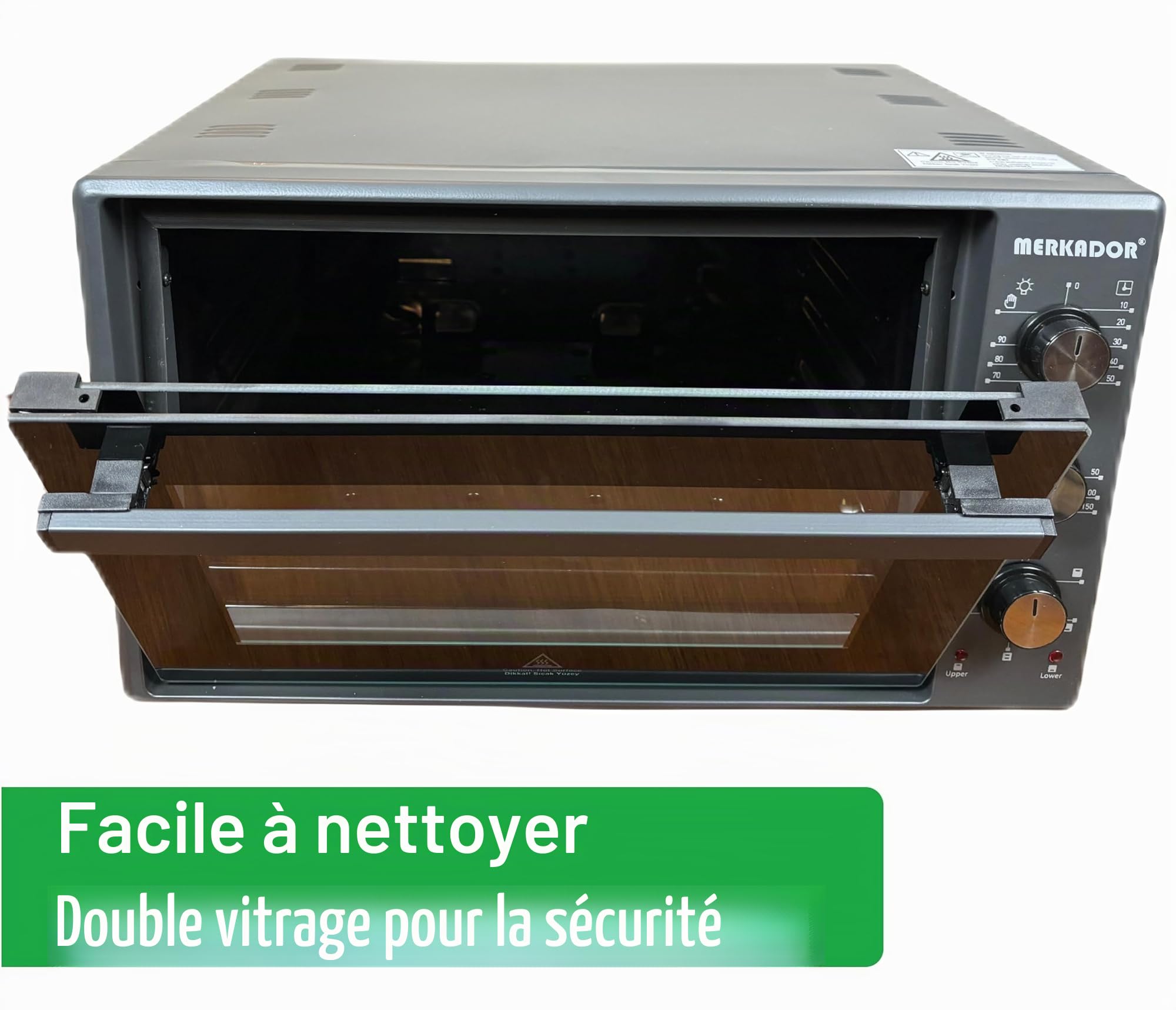 Four Autonome - 40 Litres - 1300 Watt - Air Chaud - Intérieur Émaillé Facile à Nettoyer - Mini Four (Anthracite)