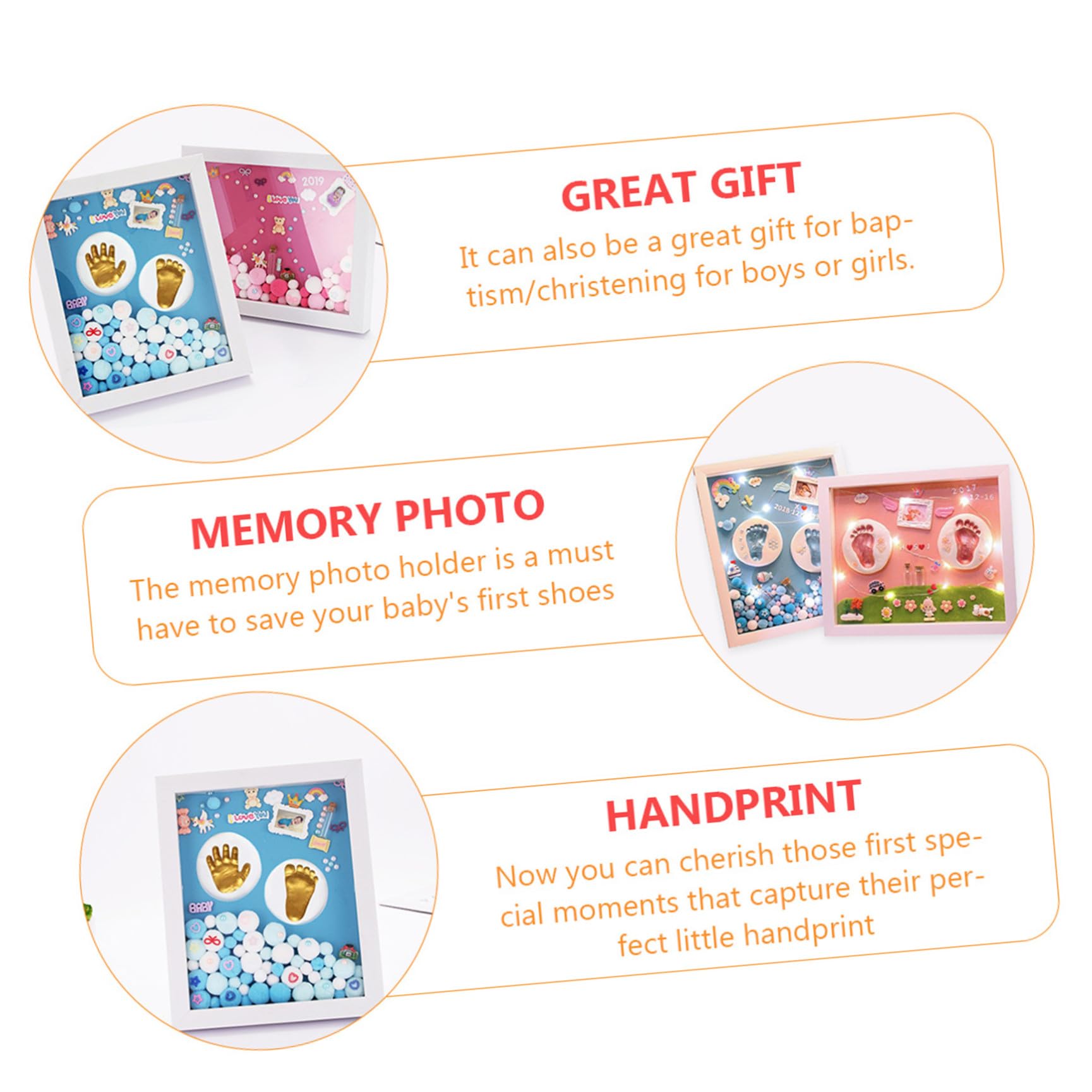 iplusmile Kit Nascita Cornice per Foto Milestone Impronte Mano e Piede in Acrilico Oro per Bambina Regalo Originale e Decorazione Muro