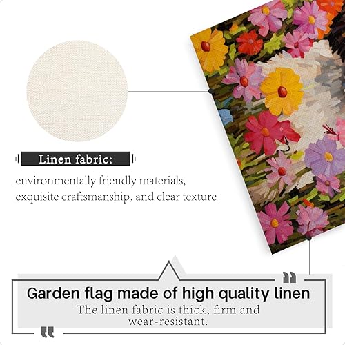 Miniatura 4 de TopPacific Shih Tzu - Bandera de bienvenida para jardín, 12 x 18 pulgadas, doble cara, de arpillera, margarita pequeña, flores de pensamiento,