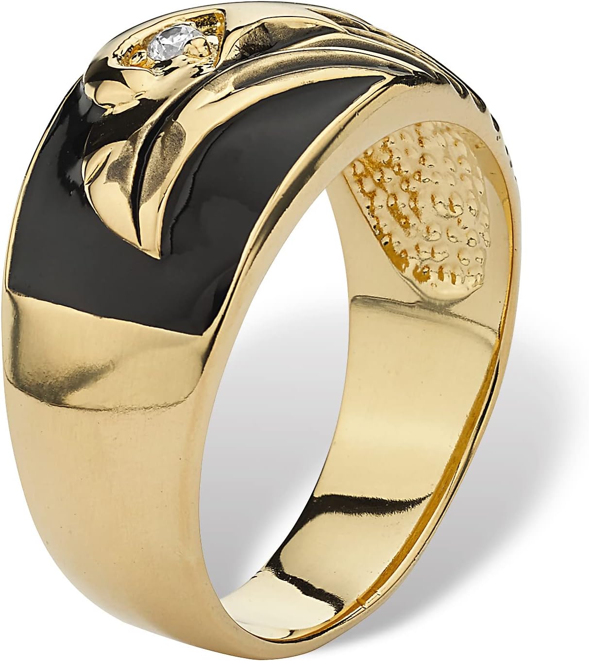 PalmBeach Men's Yellow Gold-Plated Enamel Cubic Zirconia Accent Eagle Ring Sizes 8-13 - Image 2