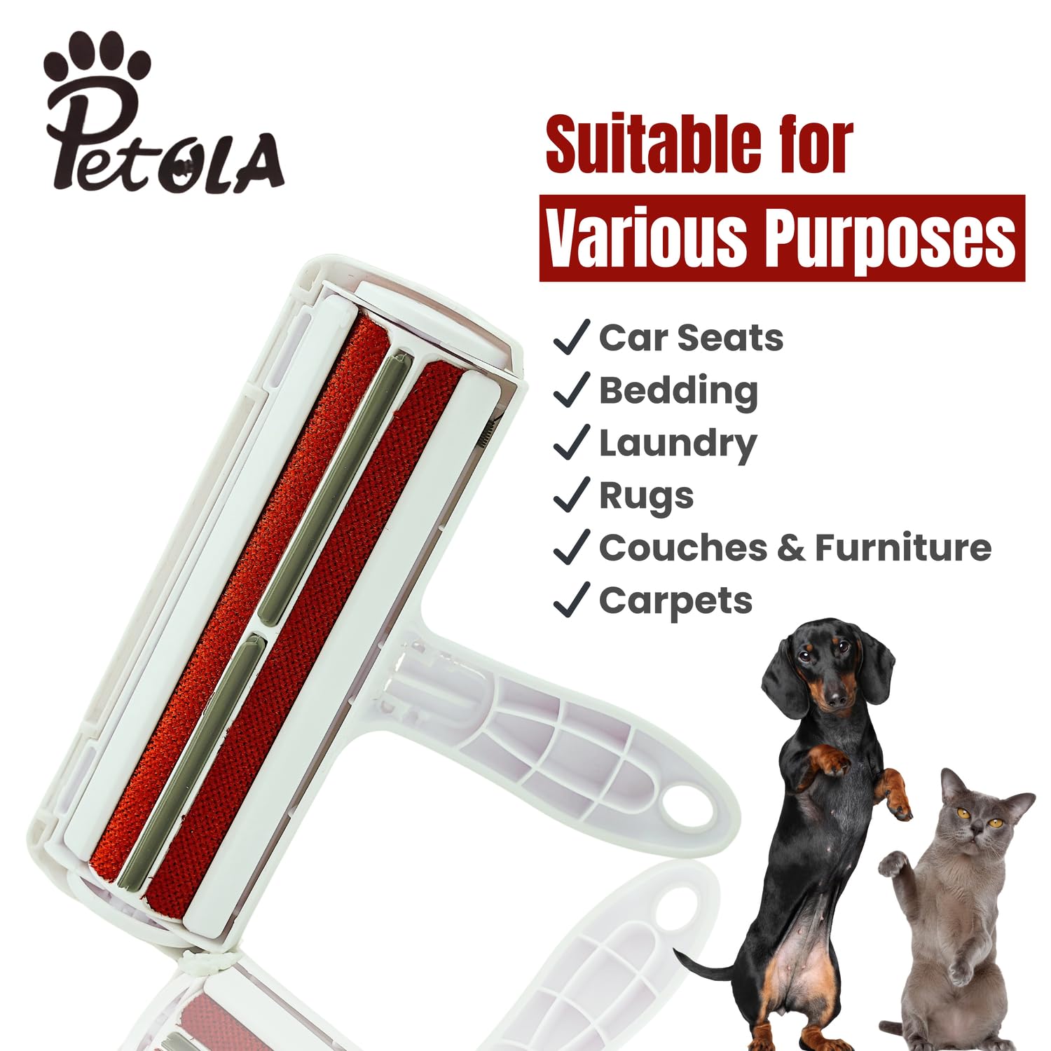 Petola Pet Hair Remover Roller Brush. Cat And Dog Hair Remover From Clothes, Sofas, Furniture, Couch, Carpet - Image 2