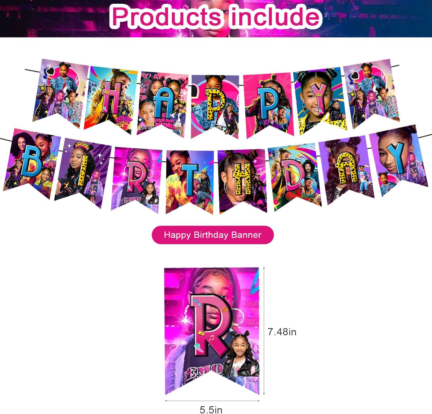 That Girl Lay Lay Birthday Decorations,That Girl Lay Girl Party Supplies Include Happy Birthday Banner, Cake Topper and Cupcake Toppers, Balloons for Kids Party Decor - Image 2