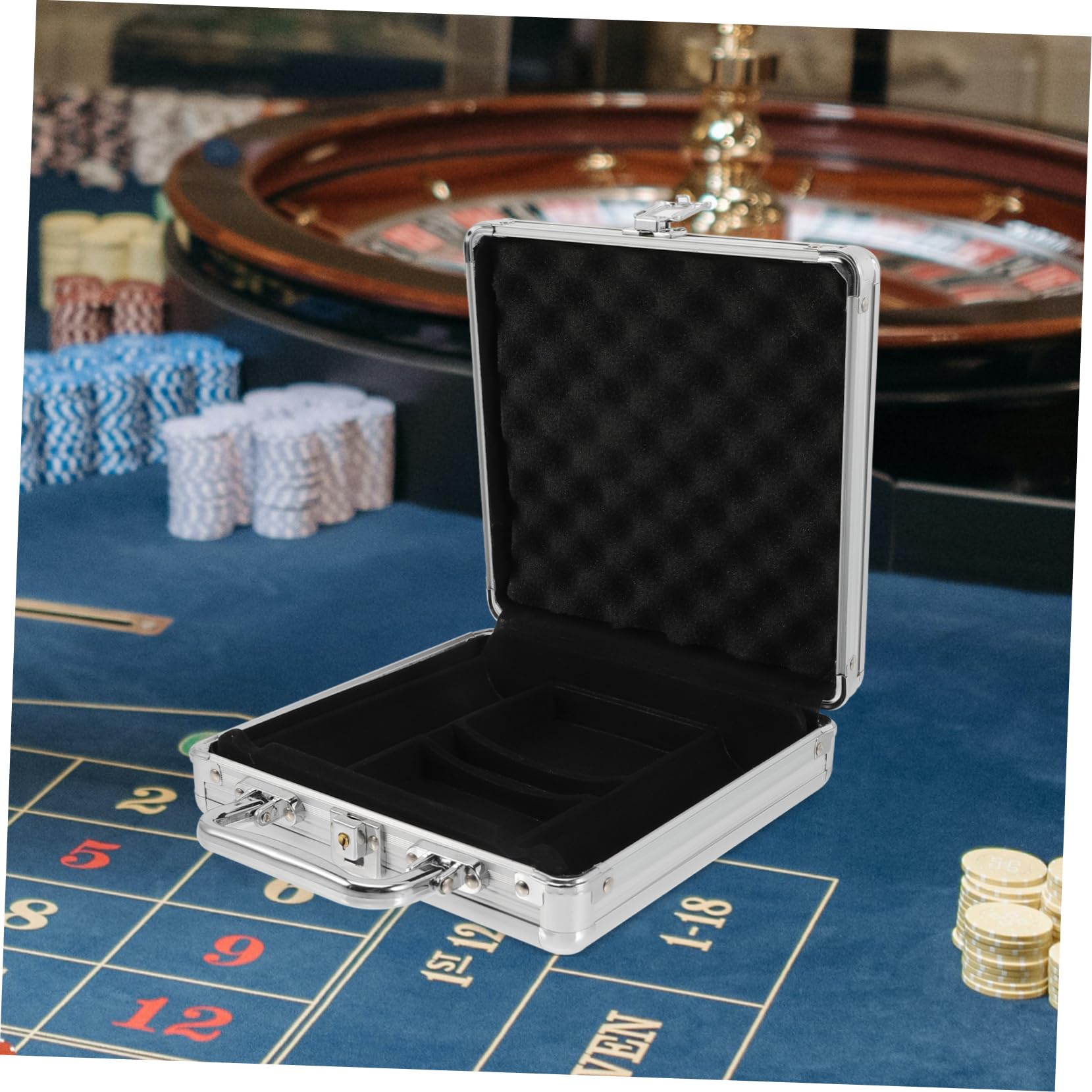 BESTonZON Étui en Alliage pour Jetons de Poker et Cartes, Portable Poignée, Capacité 100 Jetons, Protection Sécurisée, Mallette Compacte pour Jeux de Cartes et Poker Professionnel
