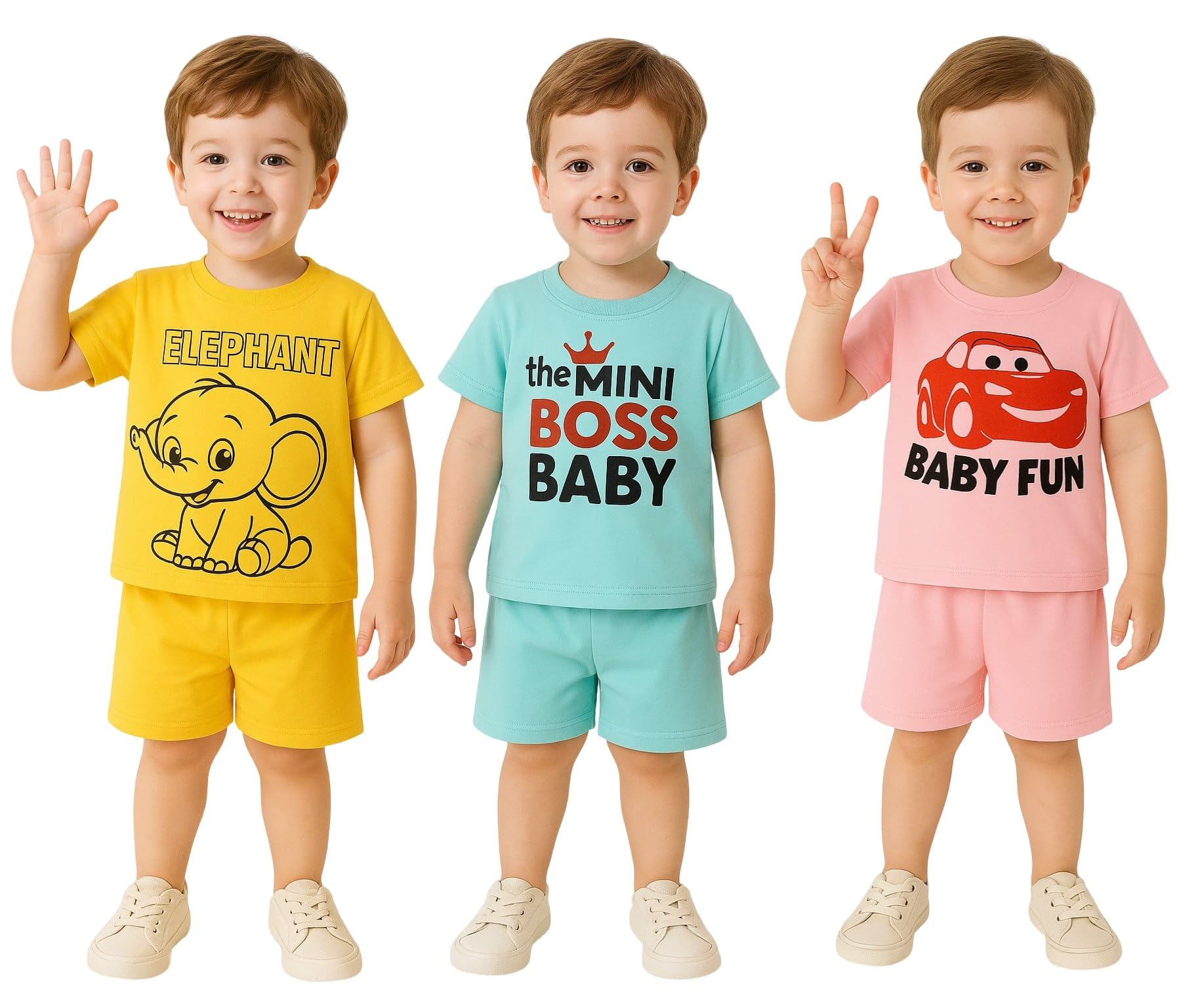 triviso Baby unisex Clothing sets Tshirts and shorts co ordinated outfit kid boys regular dress for 1 month to 5 year pack of 3-picture-27
