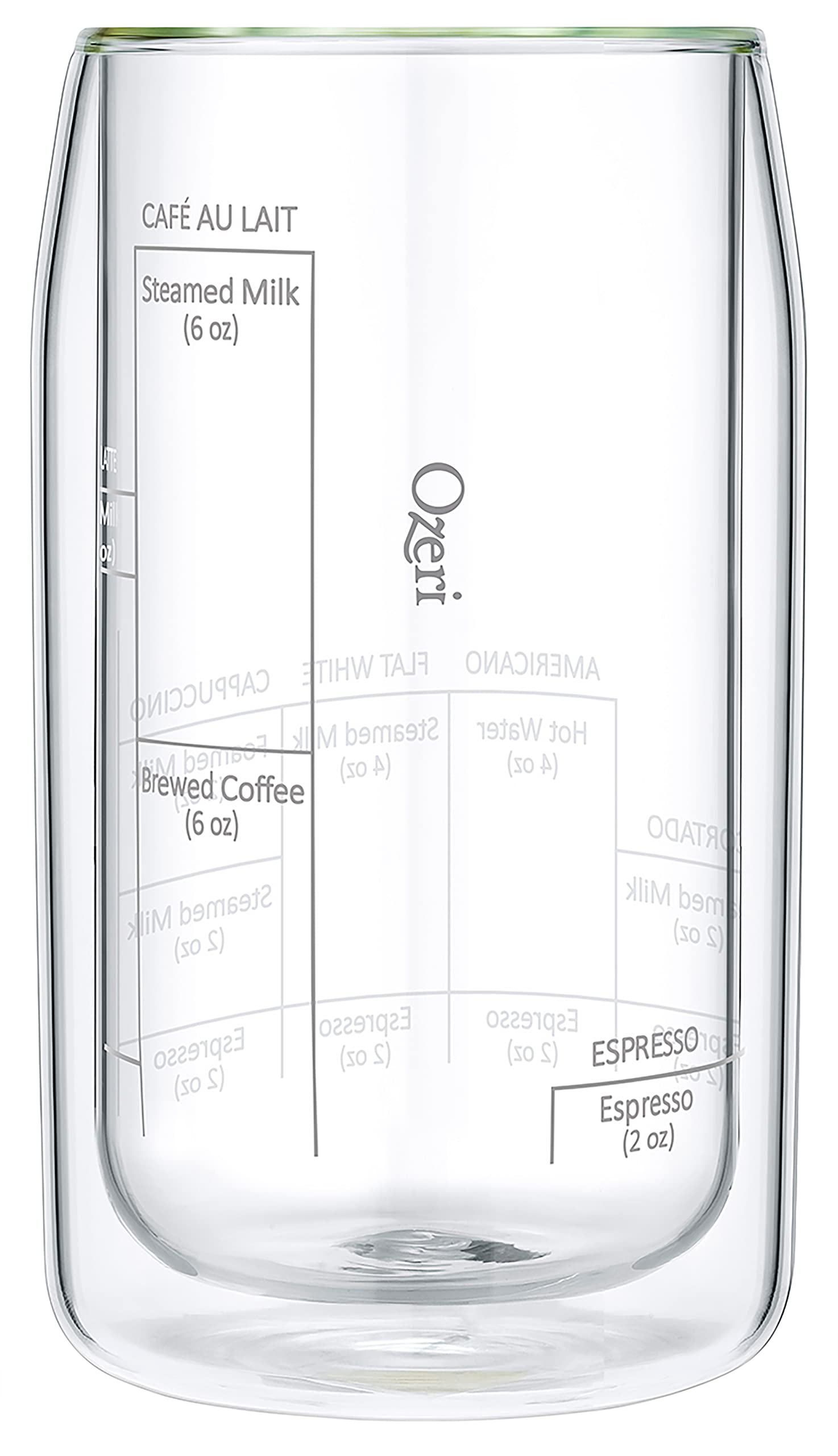 Ozeri Moderna Artisan Series Double Wall Barista Coffee Glass, 15 oz, Clear