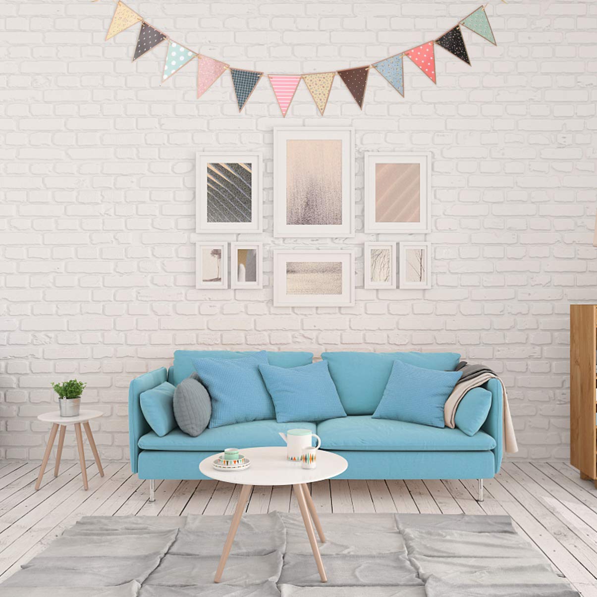 KOMBIUDA Ornament Flag Triangle Banner Paper Bunting Baby Decorative Banner Party Decoration Flag Random Color