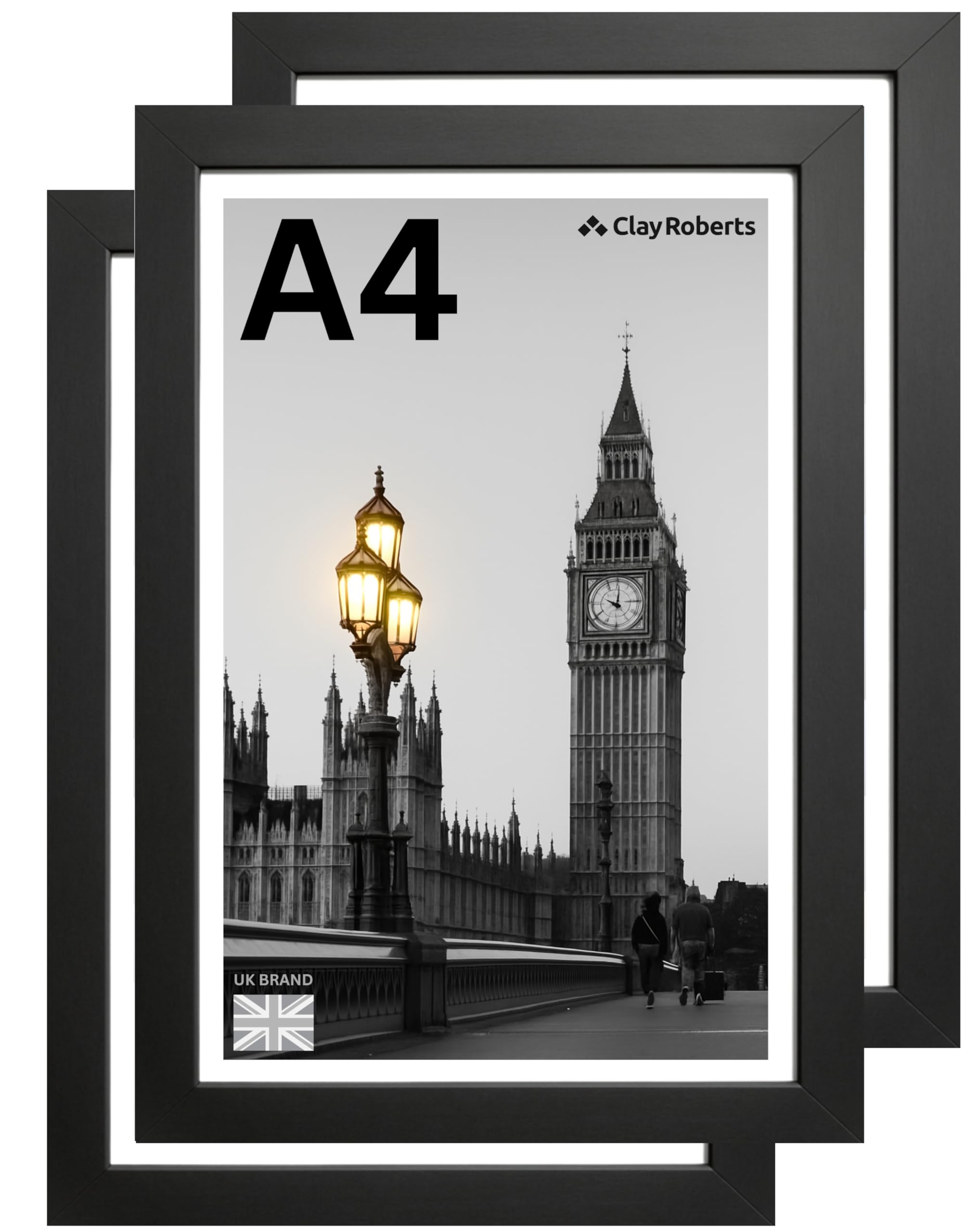 A4 Photo Frame, Black, Pack of 3, Picture Frame, Certificate, Art Print Poster, 21cm x 29.7cm, Black Frames, A4 Photo Collage Gallery Display