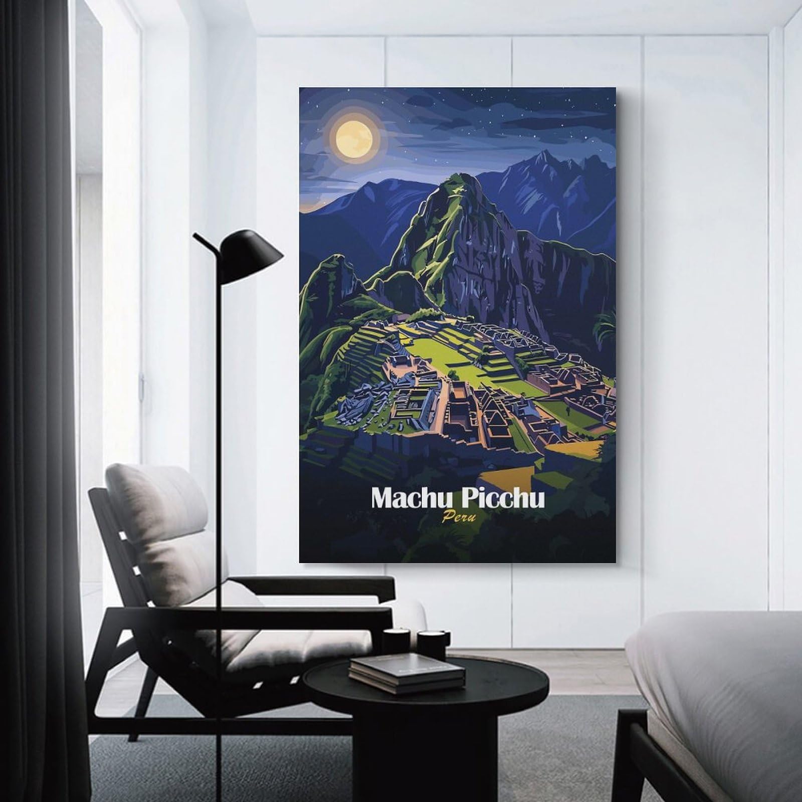 Junmoney Unframe-Style-15-1 Canvas Wall Decor Machu Picchu Night View, 20X30inch(50X75cm), For Home Lounge, Bedroom Or Reading Nook, Eye Catching Artwork For Blank Walls