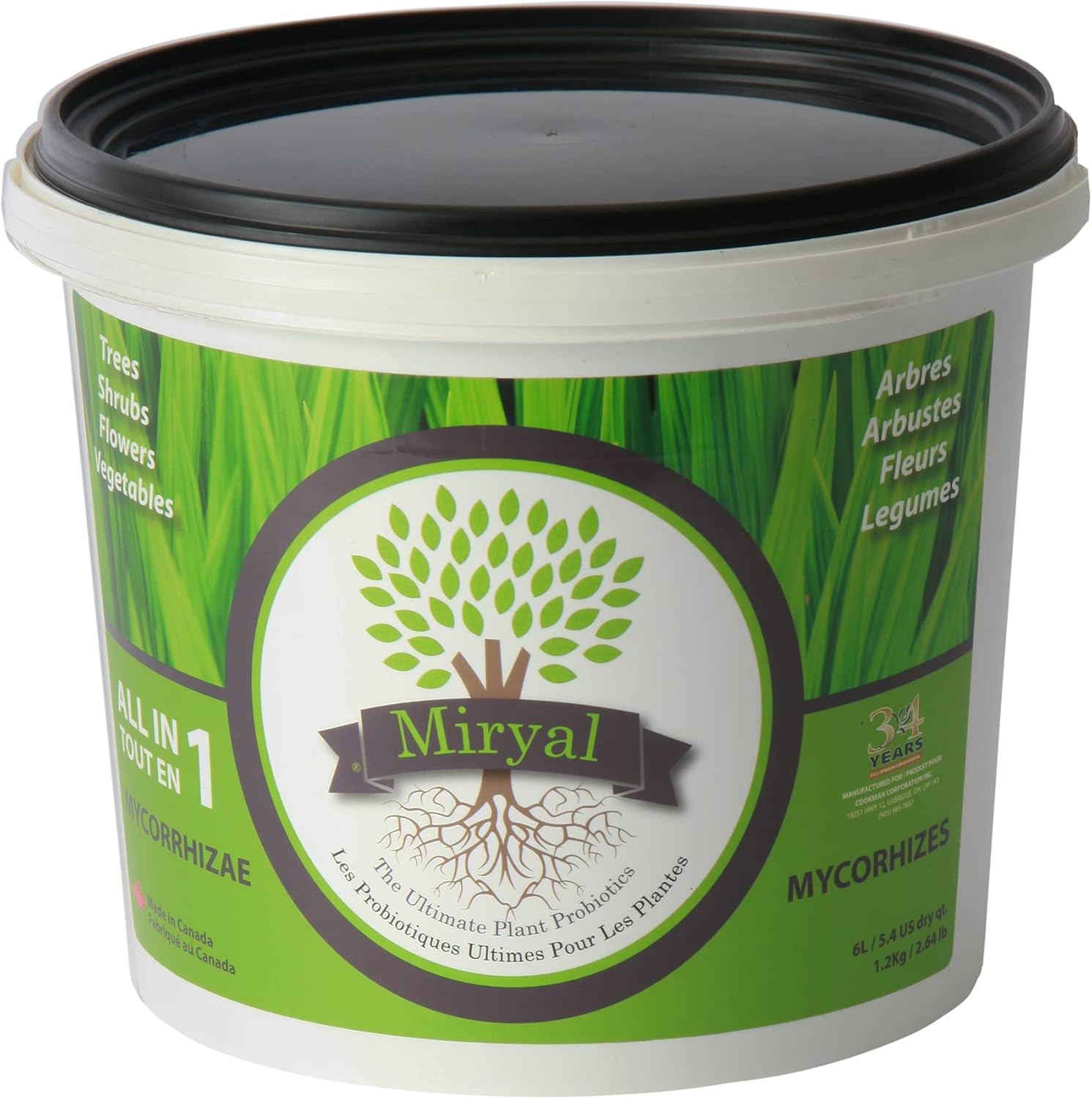 Miryal All in One Mycorrhizae Inoculant with Patented Active Endo & Ecto Living Spores 2.64lbs/42.24 oz Pail