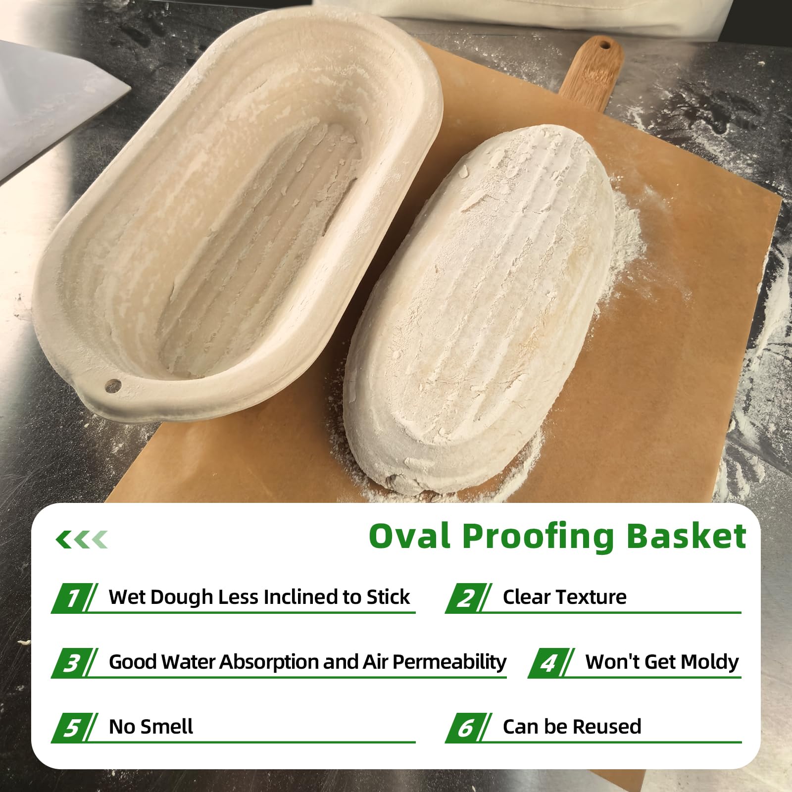 Lot de 6 corbeilles à pain ovales de 30,5 cm avec sac de rangement, 30,5 cm, pour pain professionnel et fait maison