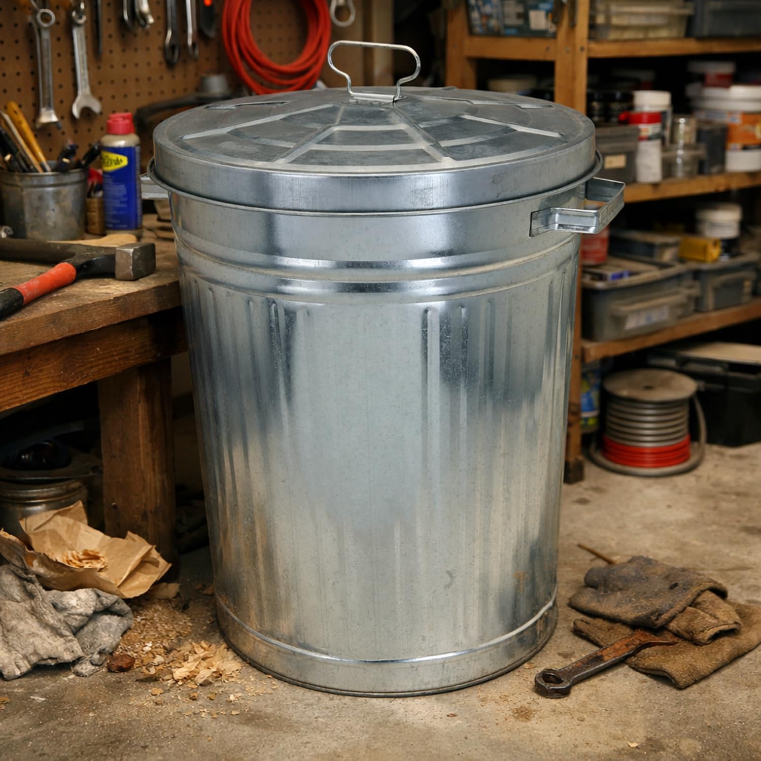 Mojawo 55L Oskartonne Aschetonne mit Deckel Ascheeimer Metalltonne Abfalltonne Küchen Mülleimer Abfalleimer Abfallsammler Müllbehälter