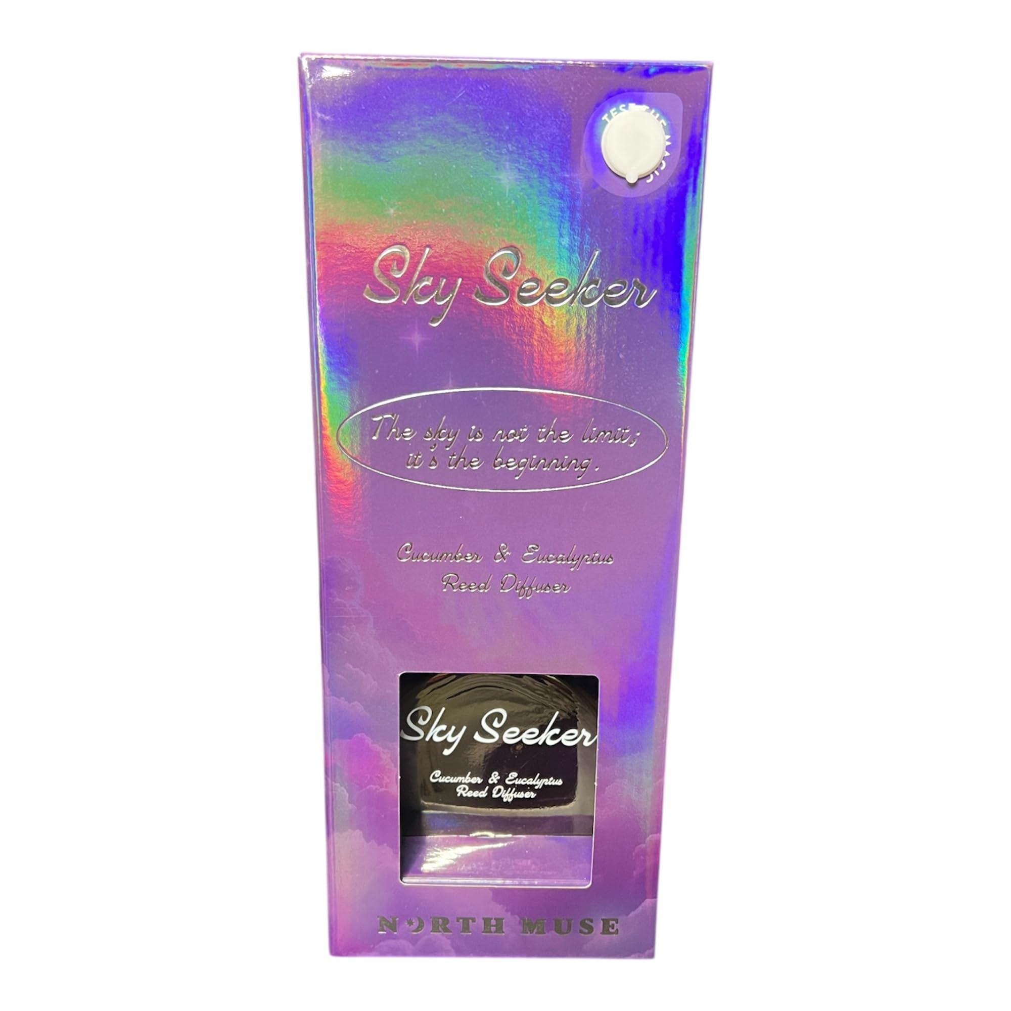 North Muse Sky Seeker Reed Diffuser, Cucumber & Eucalyptus Fragrance, Holographic Crystal Design