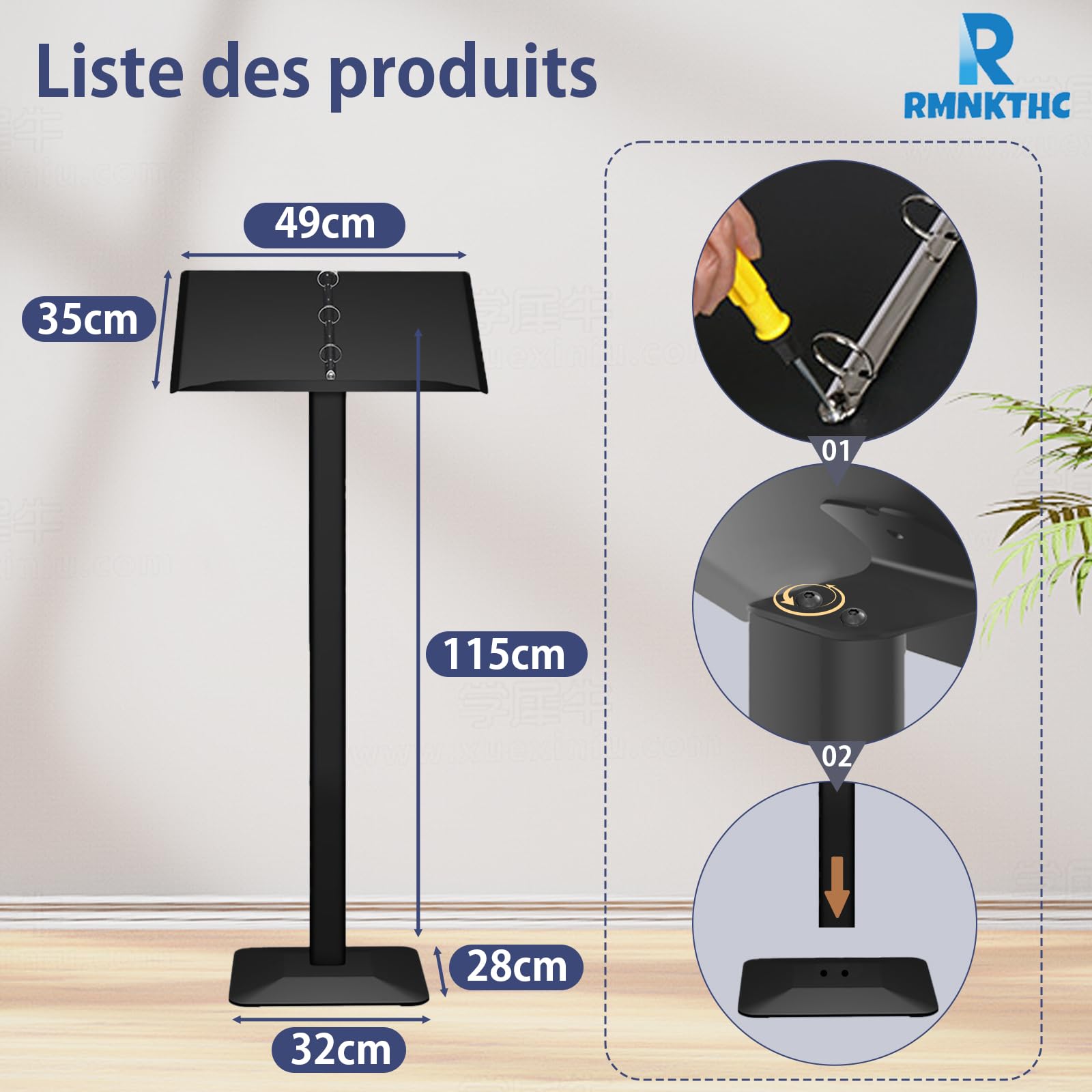 Présentoir pour menu d'extérieur en métal - Résistant aux intempéries - Avec kit d'outils - Support pour restaurant, café, boutique (Noir)